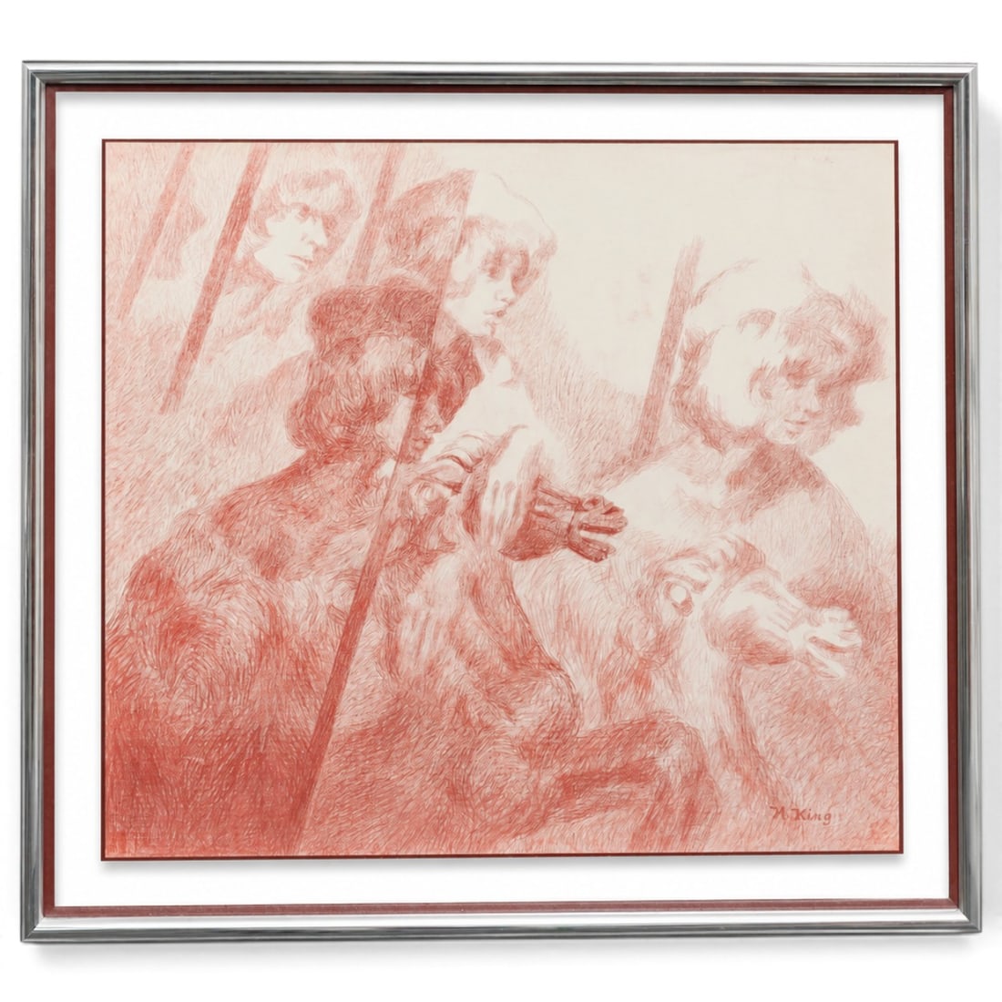 H. King Etching on Paper: H. King Etching on Paper Early-Mid 20th Century Artist/Designer/Manufacturer: Unknown Marking(s): Signed by the artist at lower right. Materials: Etching on paper Cataloger Note: Large monochromatic