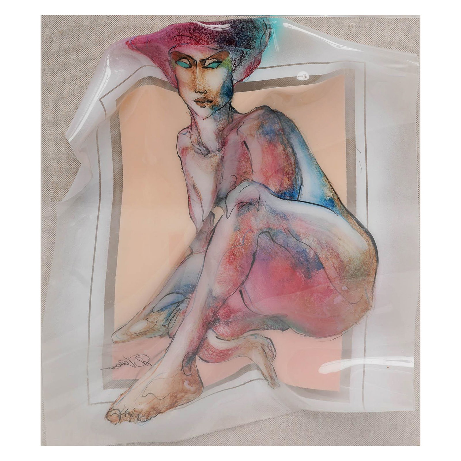 Georgeta "Gigi" Aramescu (Romanian, 1910-1994) Mixed Media on Plexiglass: Georgeta "Gigi" Aramescu (Romanian, 1910-1994) Mixed Media on Plexiglass 20th century, USA Artist/Designer/Manufacturer: Georgeta “Gigi” Aramescu Marking(s): Not noted. Materials: Plexiglass/L