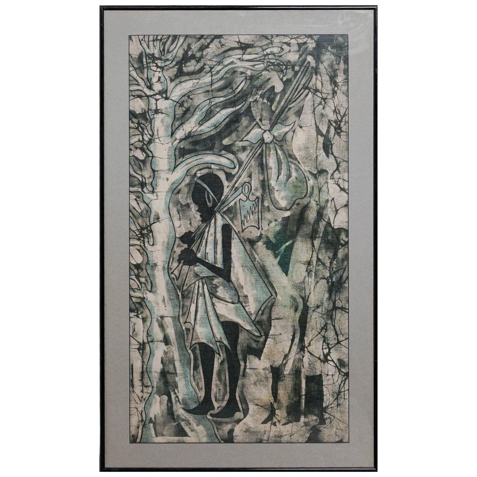 Signed Abstract African Figural Textile