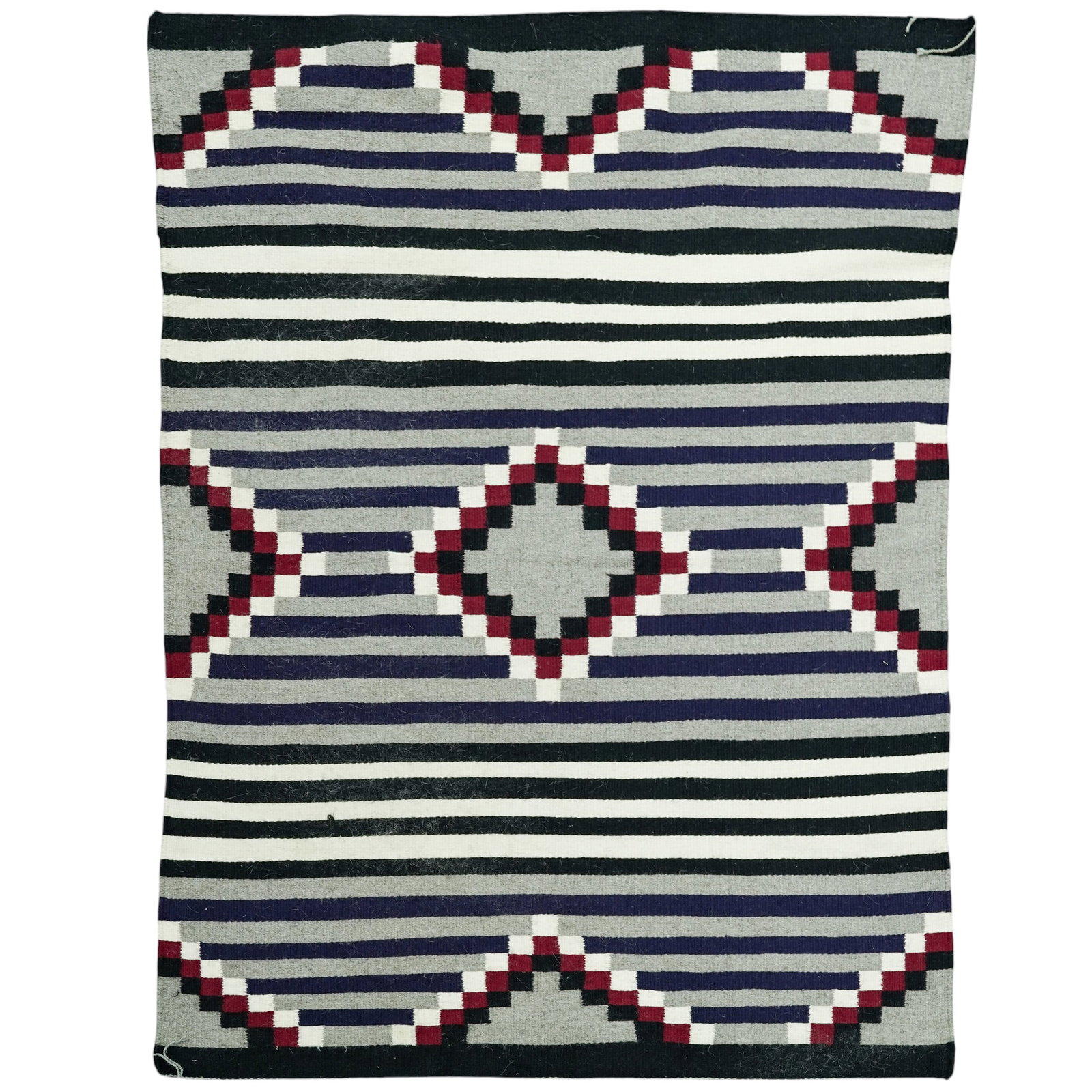 Nettie Davis New Mexican Woven Wool Blanket: Nettie Davis New Mexican Woven Wool Blanket 20th century, USA Artist/Designer/Manufacturer: Nettie Davis. Marking(s): Affixed Crowpoint Rug Weavers Association label at corner. Materials: Wool. Catalo