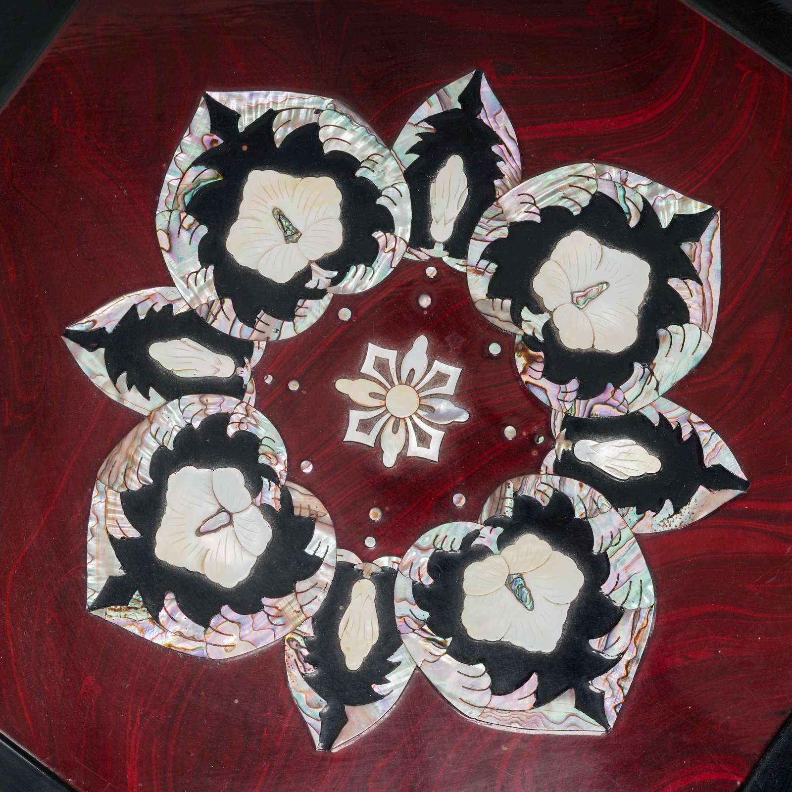 Chinese Octagonal Lacquerware & MOP Box - 6