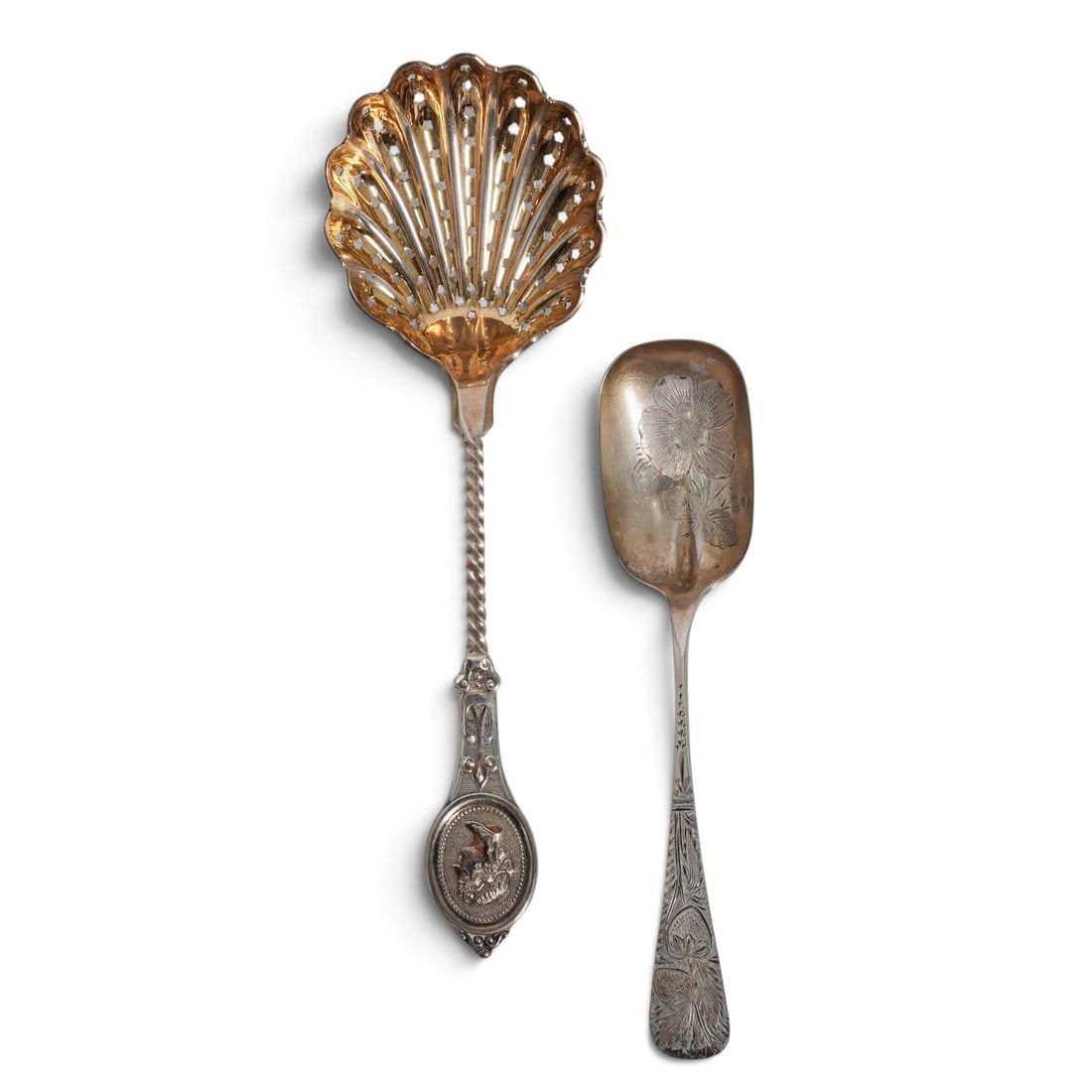 (2 pc) Antique Sterling Silver Serving Spoons (1 of 6)
