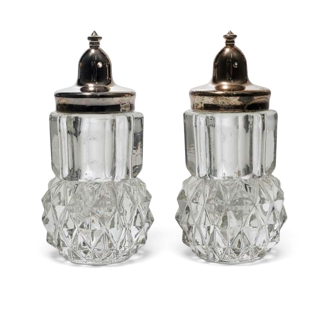 Pair Silver-Plated and Crystal Salt & Pepper Shakers (1 of 4)
