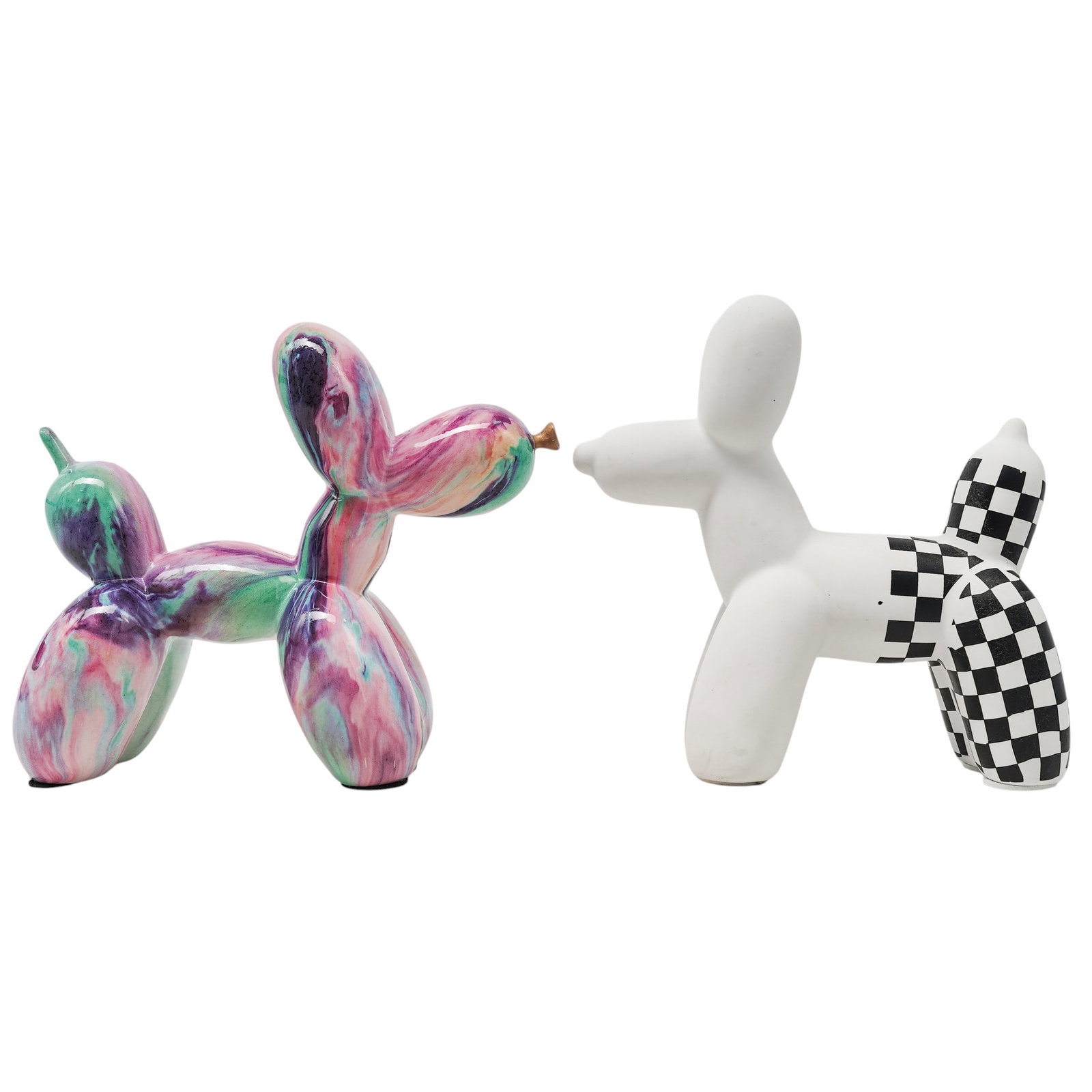 (2pc) Pop Art Style Hand-Painted Resin Balloon Dog Figurines (1 of 7)