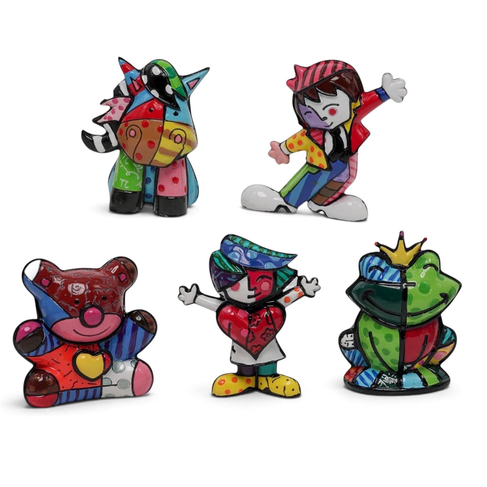 (5pc) Romero Britto (Brazilian, 1963-) Pop Art "1st Edition" Figurines (1 of 10)