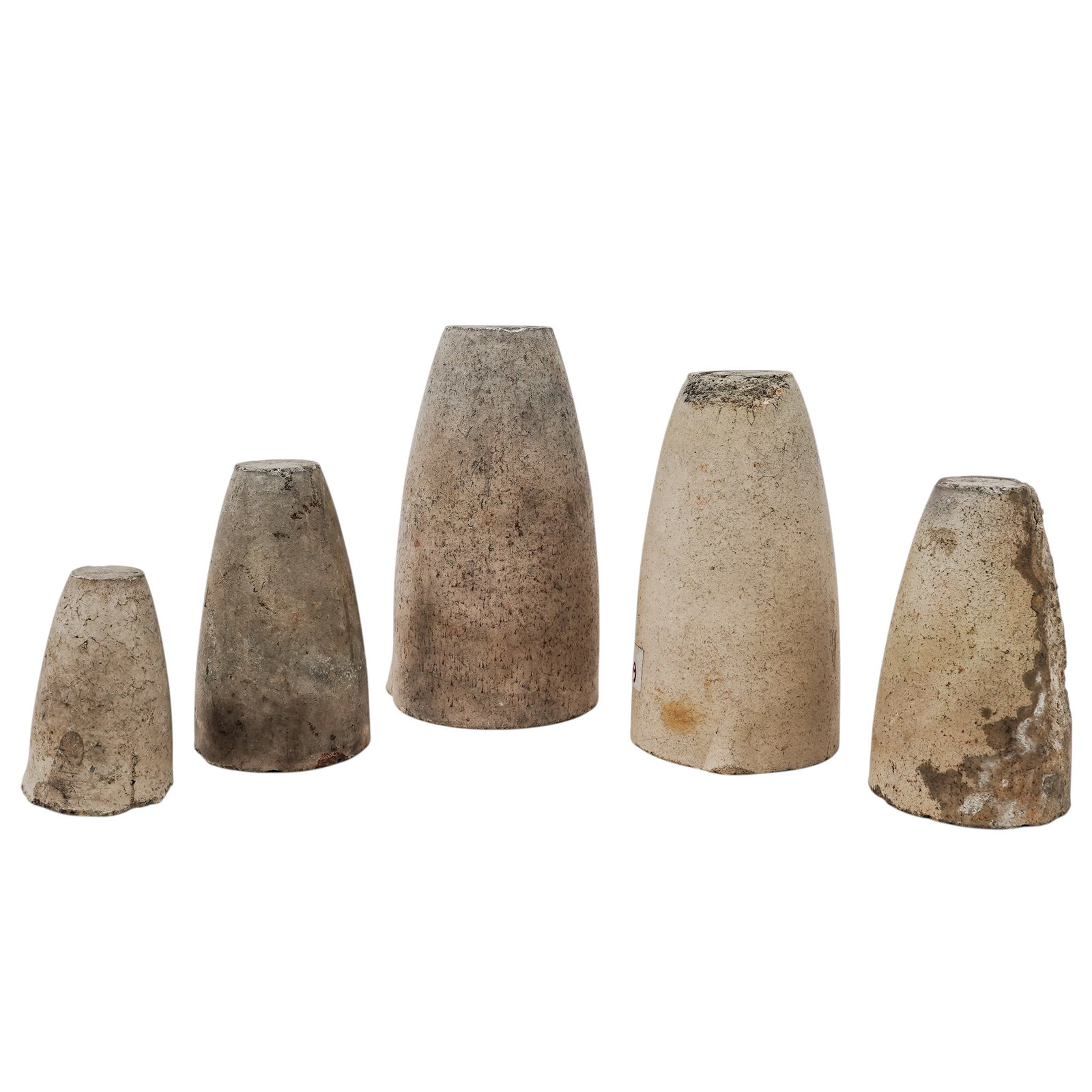 (5pc) Antique French Deyrolle Clay Crucible Molds: (5pc) Antique French Deyrolle Clay Crucible Molds Late 19th Cent., French Artist/Designer/Manufacturer: Maison Deyrolle. Marking(s): “DEYROLLE PARIS” stamped on body; “Made in France” 