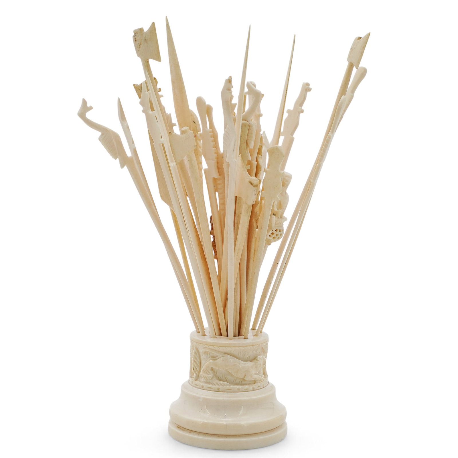 Hand Carved Bone Picks & Holder (1 of 9)