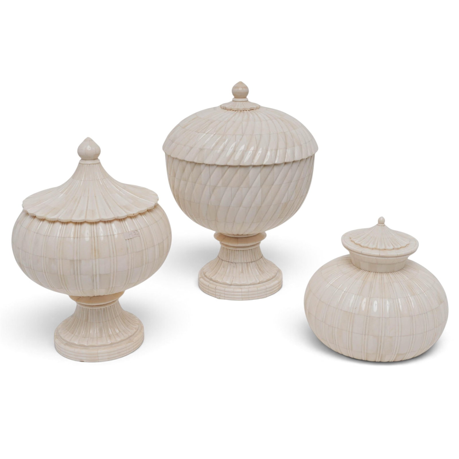 (3 pcs) Enrique Garcel Style Tessellated Bone Jars (1 of 8)