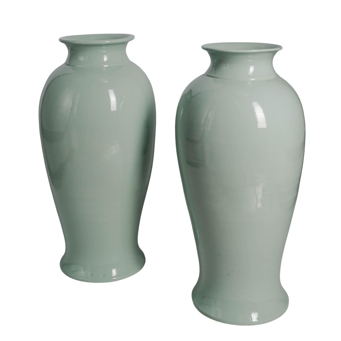 Pair of Large Bellini Italy Celadon Porcelain Floor Vases: Pair of Large Bellini Italy Celadon Porcelain Floor Vases Circa 1960-1970,Italian Artist/Designer/Manufacturer: Bellini Marking(s); notes: Labels to undersides reading “By Bellini, Made in