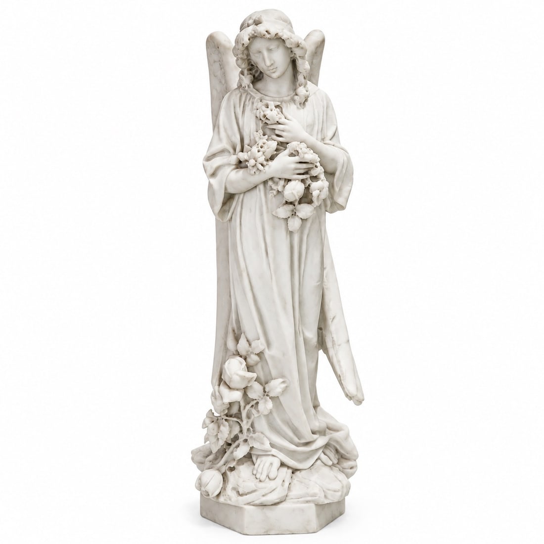 Large Carved Marble Angel Sculpture (1 of 4)