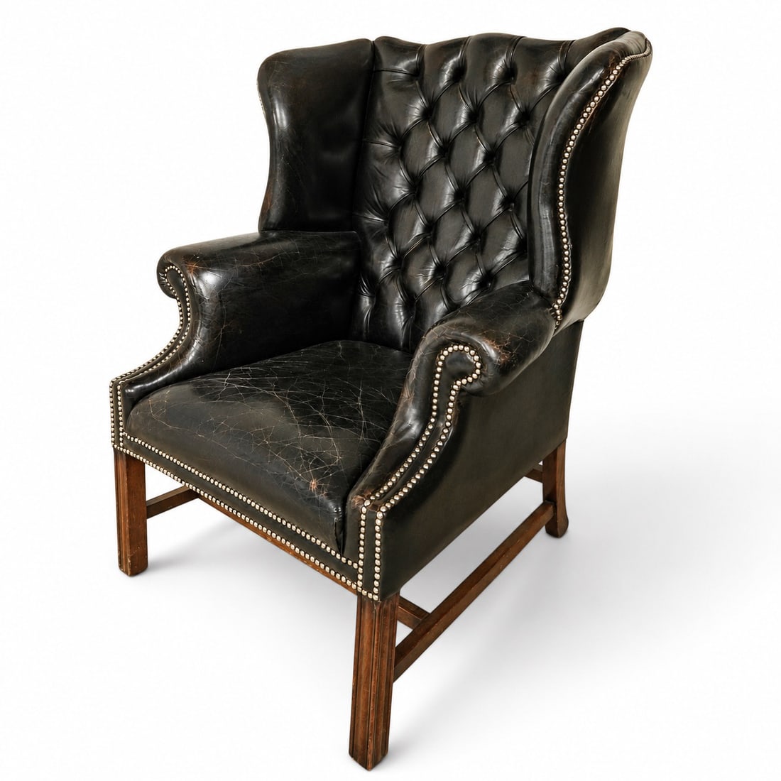 Vintage Black Leather Chesterfield Wingback Chair (1 of 5)