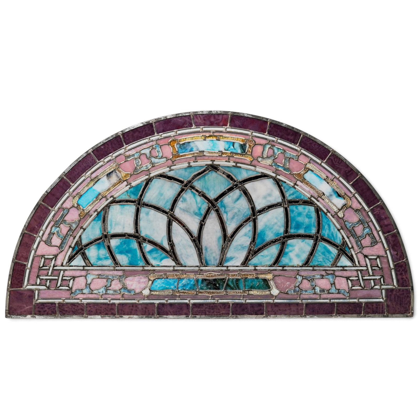 Antique Arched Stained Glass Transom Window (1 of 2)
