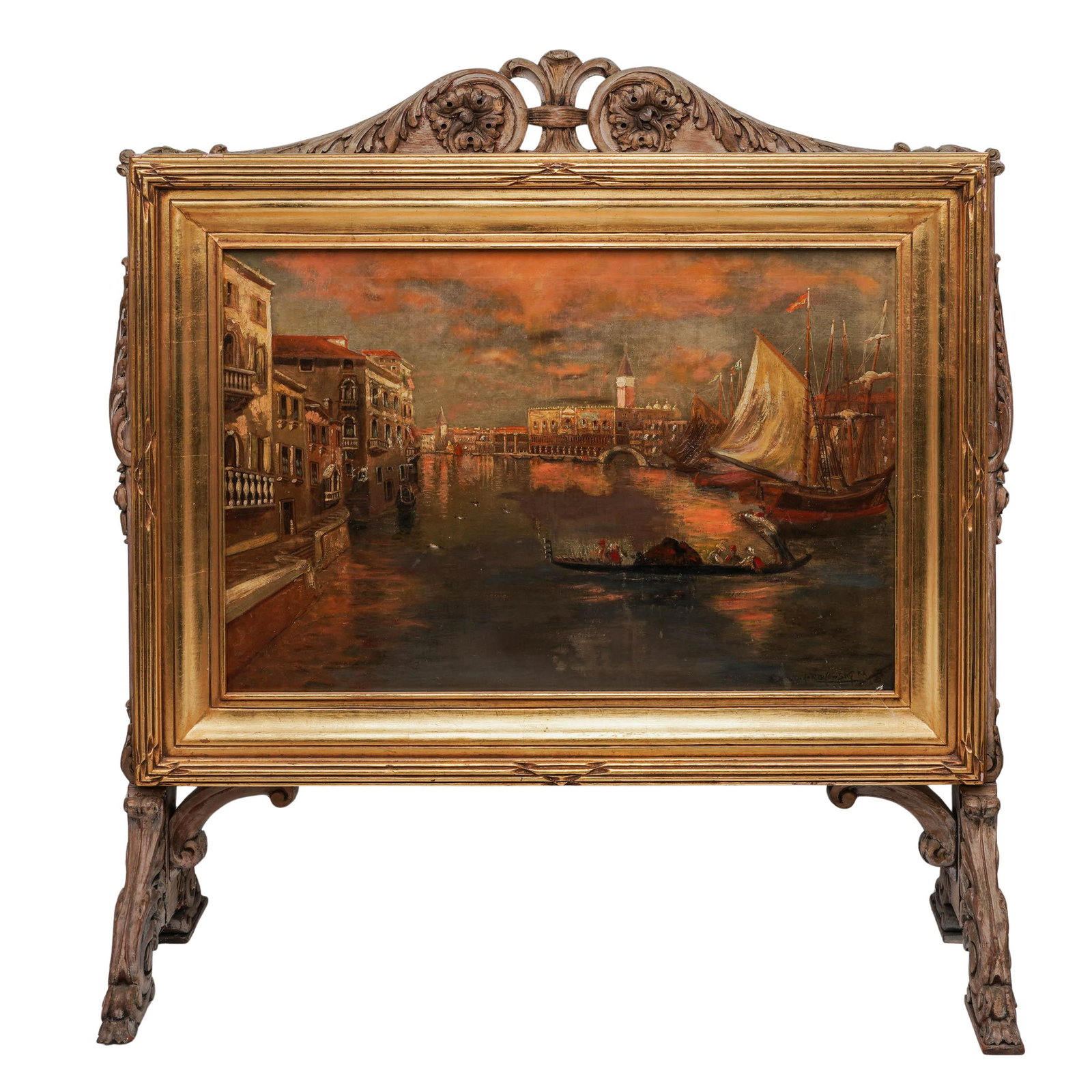 Richard Dey De Ribcowsky (Bulgarian-American, 1880-1936) Venice Oil Canvas Painting (1 of 3)