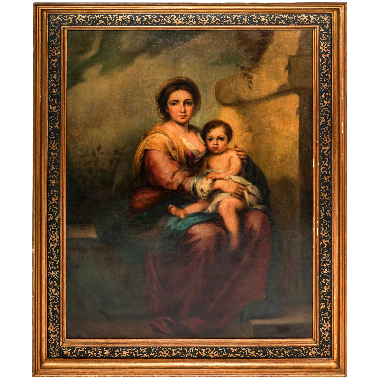 Charles Bianchini (French,1860-1905) Madonna And Child Oil Canvas Painting: Charles Bianchini (French,1860-1905) Madonna And Child Oil Canvas Painting 19th Cent. French Artist/Designer/Manufacturer: Charles Bianchini (French, 1860–1905) Marking(s); notes: Signed “C. Bianc