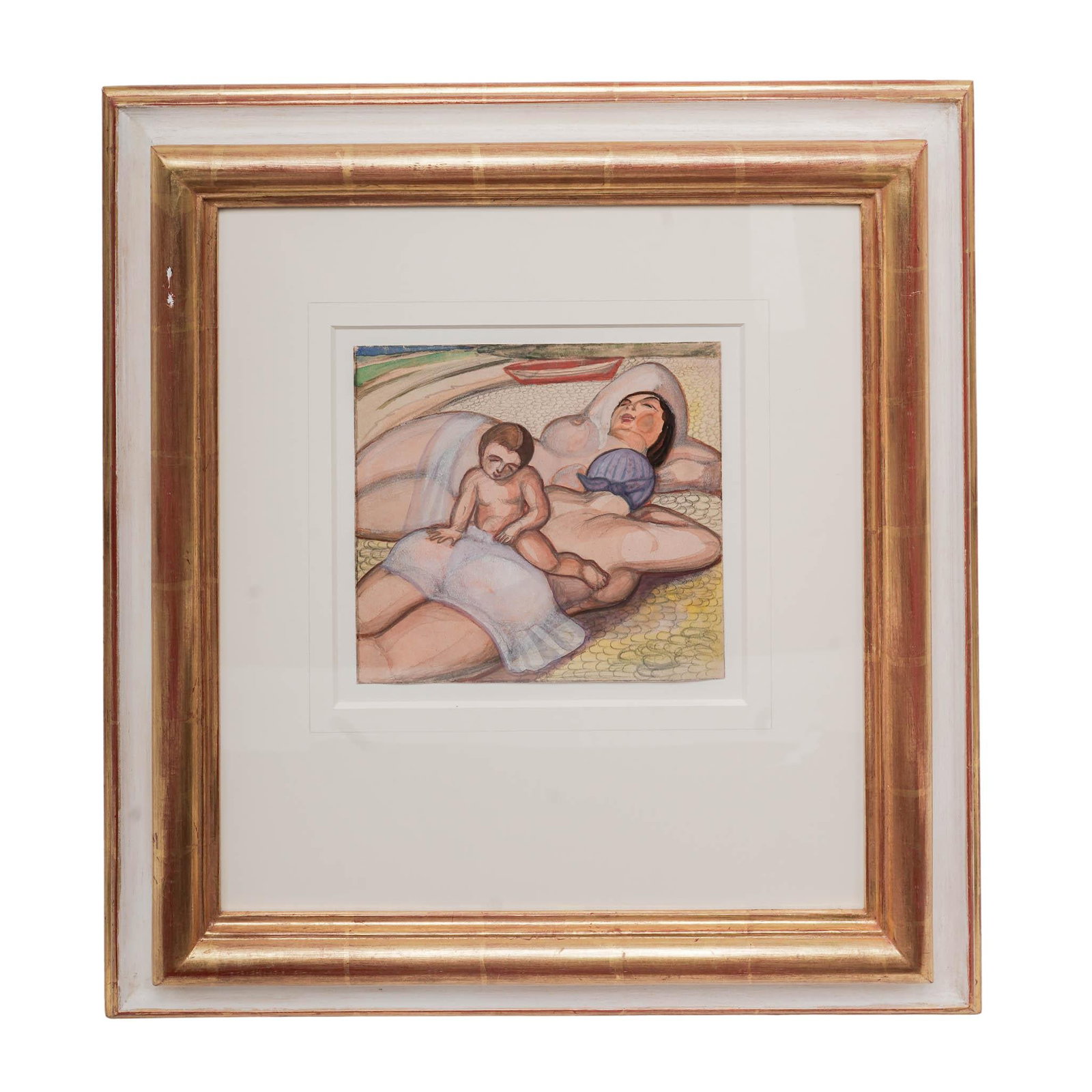 Sergey Yurievich Sudeikin (Russian, 1884 - 1946) "On the Beach" Multi-Media Painting (1 of 3)