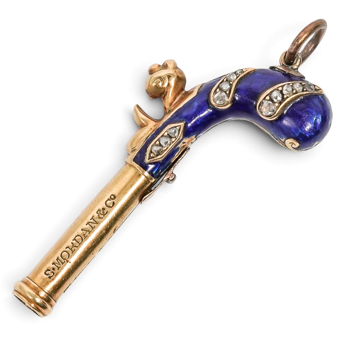S. Mordan & Co. Gold Enamel Diamond Pistol Propelling Pencil (1 of 12)