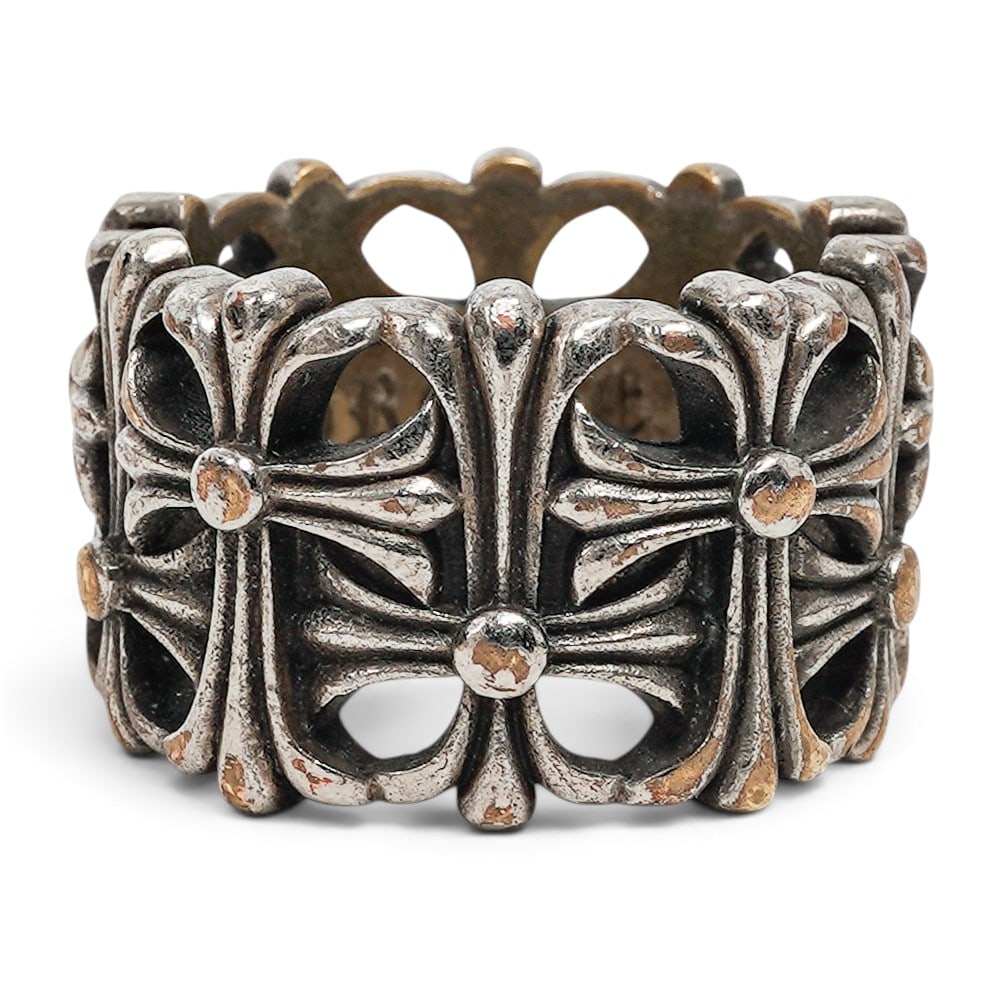 Chrome Hearts Sterling Silver Cemetery Ring: Chrome Hearts Sterling Silver Cemetery Ring Late 20th Century, USA Artist/Designer/Manufacturer: Chrome Hearts. Marking(s): ".925" / "Chrome Hearts" / "2003". Materials: Sterling silver. Cataloger Not