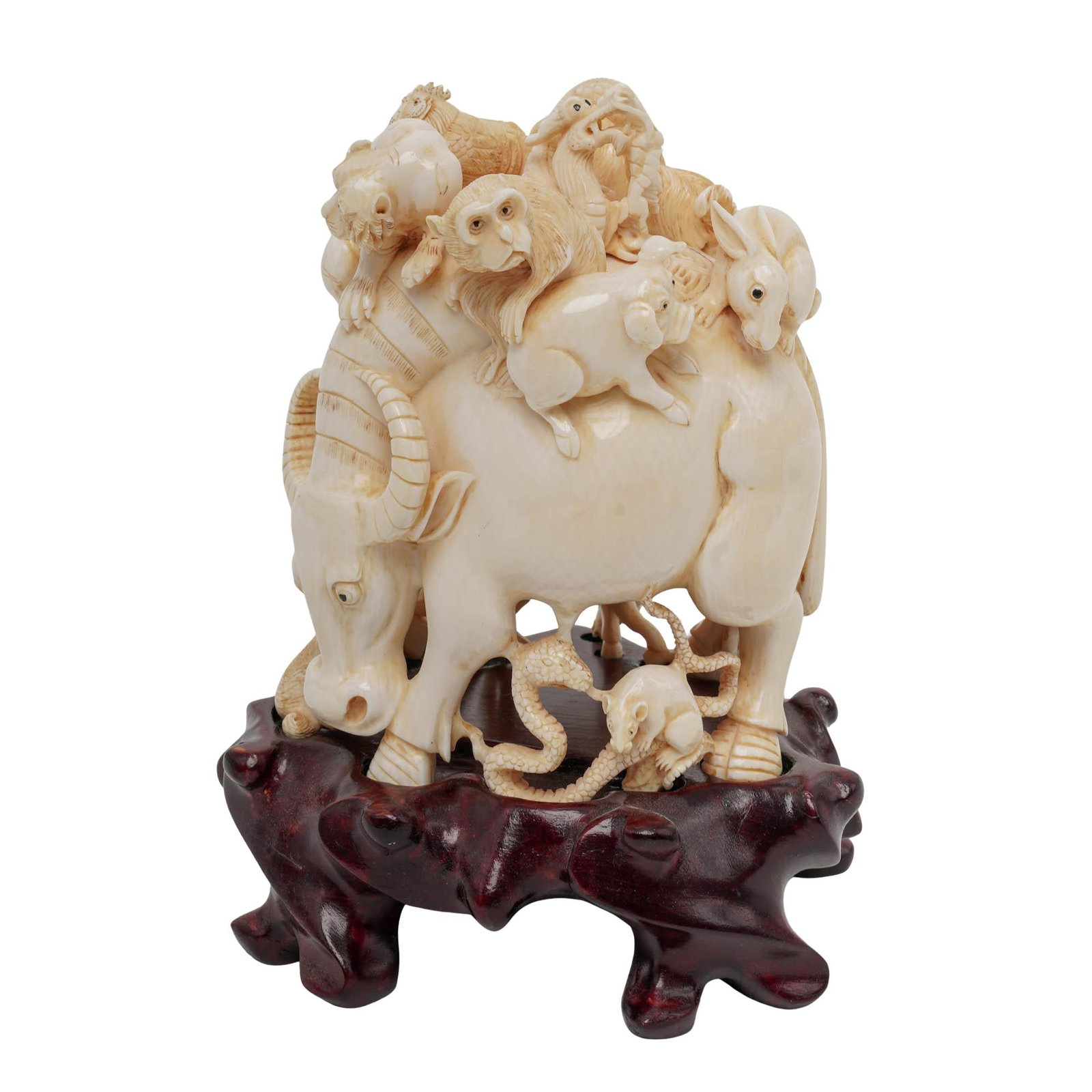 Chinese Carved Bone Zodiac Cluster Animal Sculpture (1 of 8)