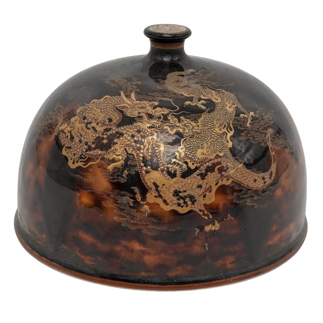 Japanese Meiji-Taisho Kutani Dragon Jar, Kinzan Kiln: Japanese Meiji-Taisho Kutani Dragon Jar, Kinzan Kiln Early 20th Cent., Japanese Artist/Designer/Manufacturer: Kinzan Kiln / Kutani Marking(s); notes: Signed “Kinzan” with seal to underside Mat