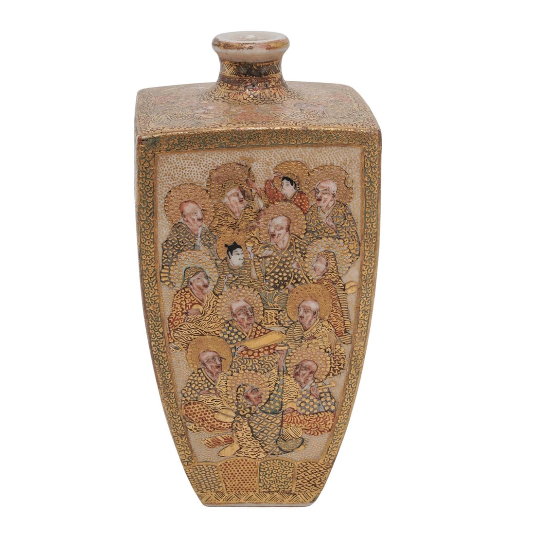 Takichi Hododa Japanese Satsuma Vase "Thousand Faces" (1 of 5)