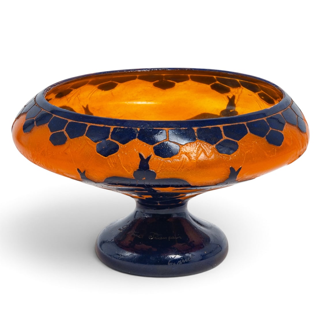 Charles Schneider Le Verre Francais "Solanees" Cameo & Acid-Etched Glass Bowl: Charles Schneider Le Verre Francais "Solanees" Cameo & Acid-Etched Glass Bowl Circa 1938-1932. French Artist/Designer/Manufacturer: Charles Schneider / Le Verre Français Marking(s); notes: Marked “