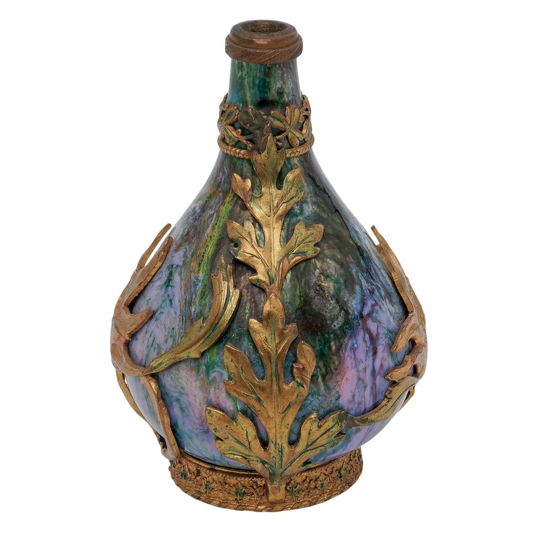 Art Nouveau Iridescent Glass and Gilt Bronze Vase (1 of 6)