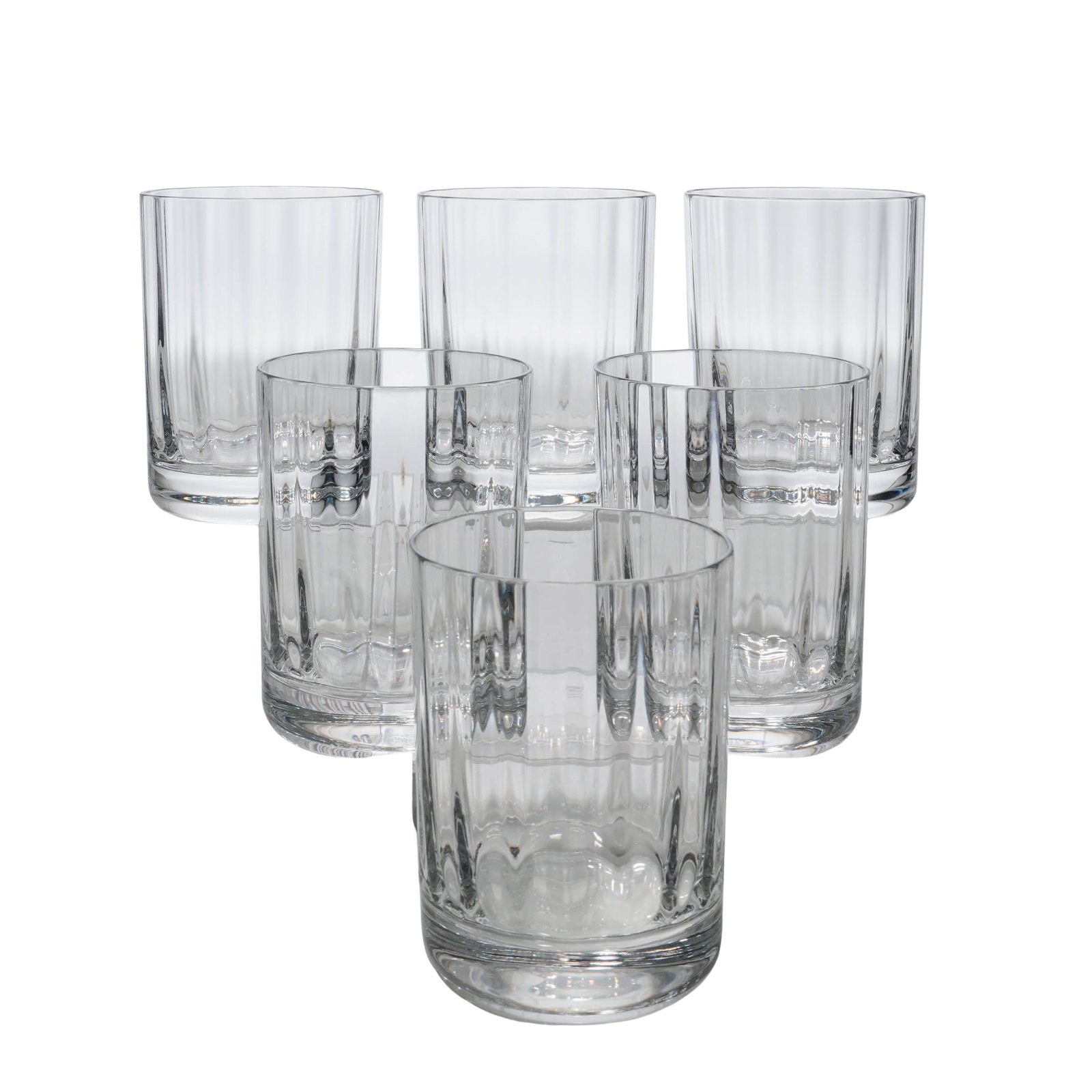 (6 pcs) Baccarat Rotary Whiskey Glass Tumblers: (6 pcs) Baccarat Rotary Whiskey Glass Tumblers Late 20th-early 21st century, French Artist/Designer/Manufacturer: Baccarat Marking(s); notes: Each marked “Baccarat” to base Materials: crystal 