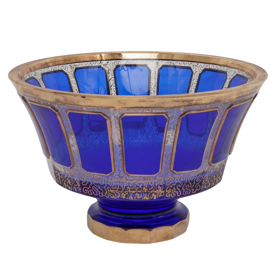 Attr. Moser Bohemian Cobalt Blue & Gilt Glass Centerpiece (1 of 5)