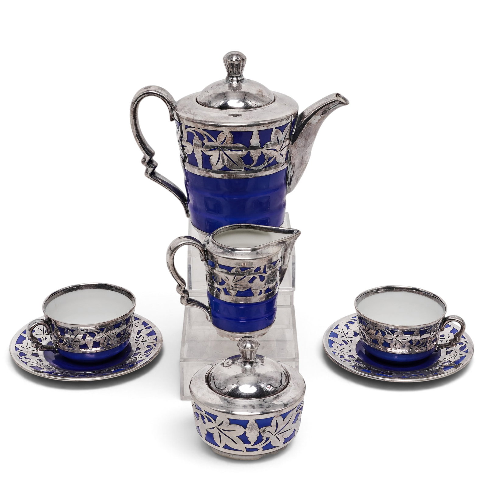 (7pc) Rosenthal Bavaria "Madelain" Silver Overlay Demitasse: (7pc) Rosenthal Bavaria "Madelain" Silver Overlay Demitasse Early to mid 20th Cent. Germany Artist/Designer/Manufacturer: Rosenthal Bavaria Marking(s); notes: Marked “Rosenthal, Bavaria, Madeleine&r