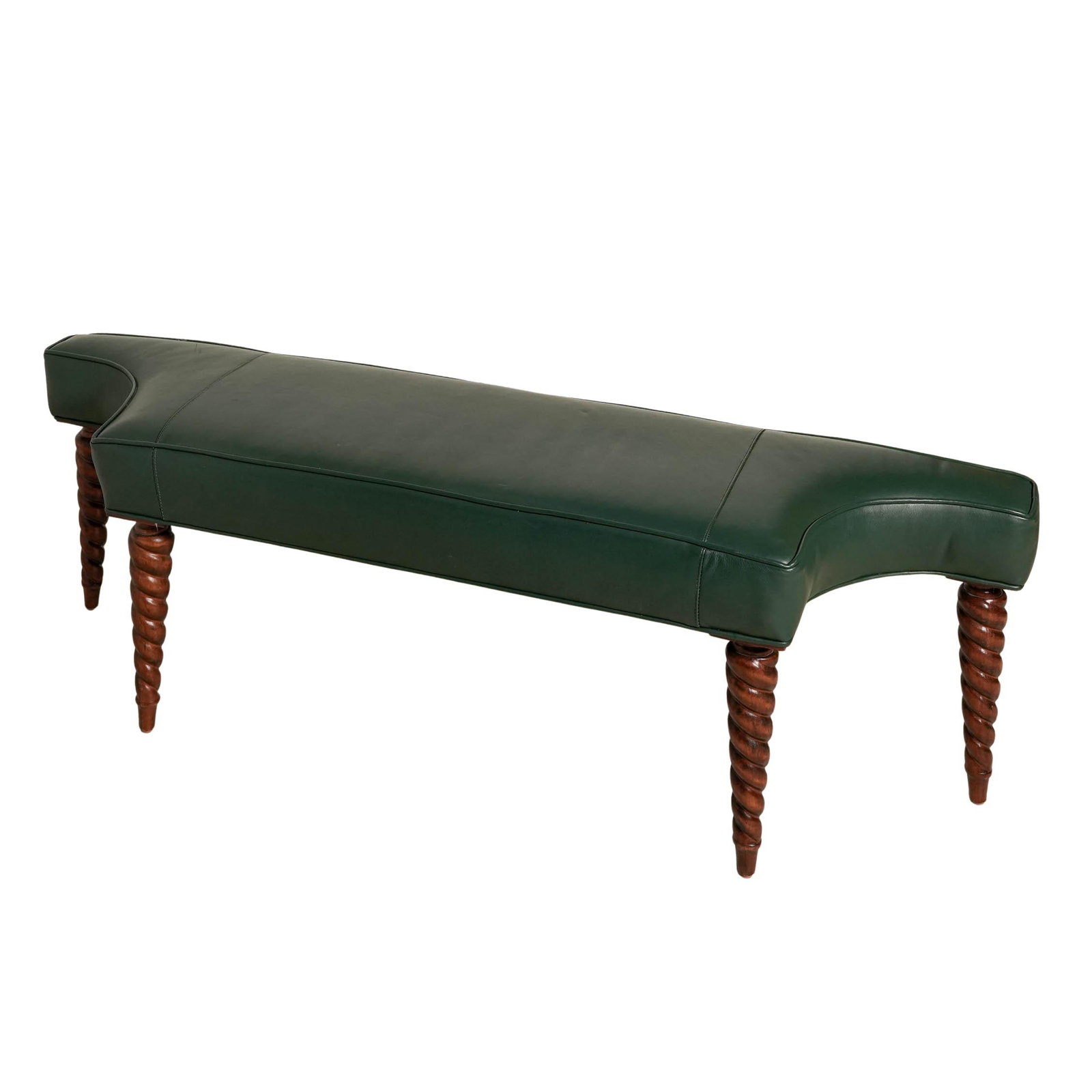 Oscar De La Renta x Century Furniture Green Leather Bench: Oscar De La Renta x Century Furniture Green Leather Bench 21st Century, USA Artist/Designer/Manufacturer: Oscar de la Renta for Century Furniture Marking(s); notes: Embossed “Century for Oscar de