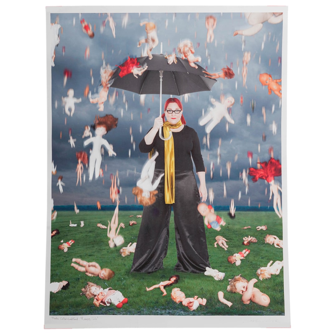 Thedra Cullar-Ledford (American, b. 1970) "Raining Dolls" Giclee: Thedra Cullar-Ledford (American, b. 1970) "Raining Dolls" Giclee c. 2015, USA Artist/Designer/Manufacturer: Thedra Cullar-Ledford (American) Marking(s); notes: Signed lower left and lower right;