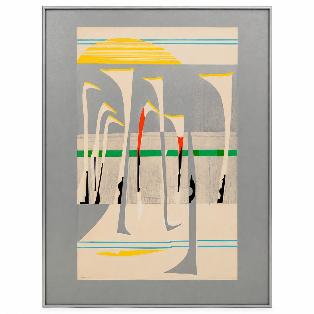 Beverly Hallam (1923–2013) "Sunday Invasion" Oil Monotype: Beverly Hallam (1923–2013) "Sunday Invasion" Oil Monotype c. 1973, American "Artist/Designer/Manufacturer: Beverly Hallam (American, 1923–2013) Marking(s); notes: Titled “Sunday Invasion” 