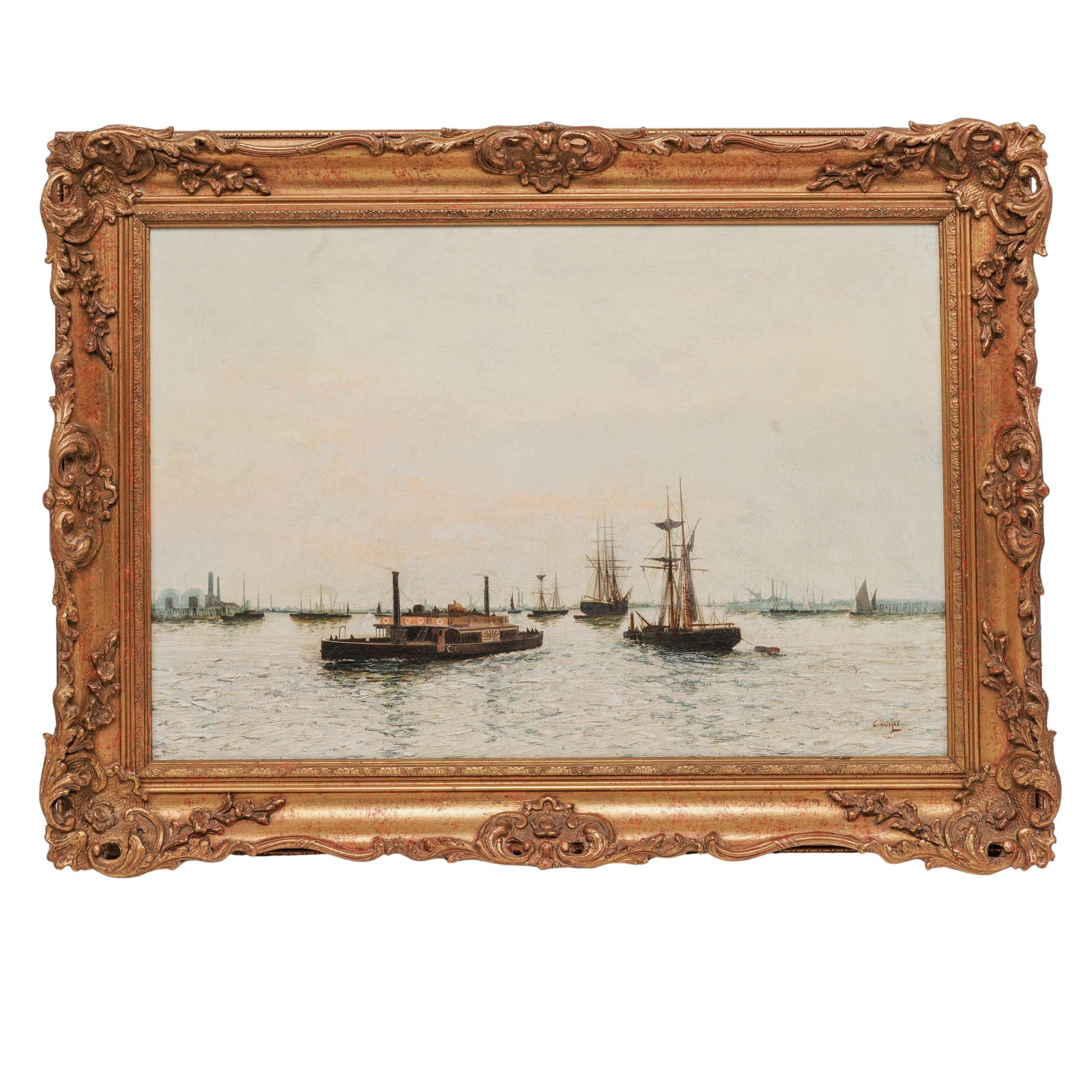 Edward Henry Eugene Fletcher (English, 1851-1945) Ship Scene Oil on Canvas (1 of 3)