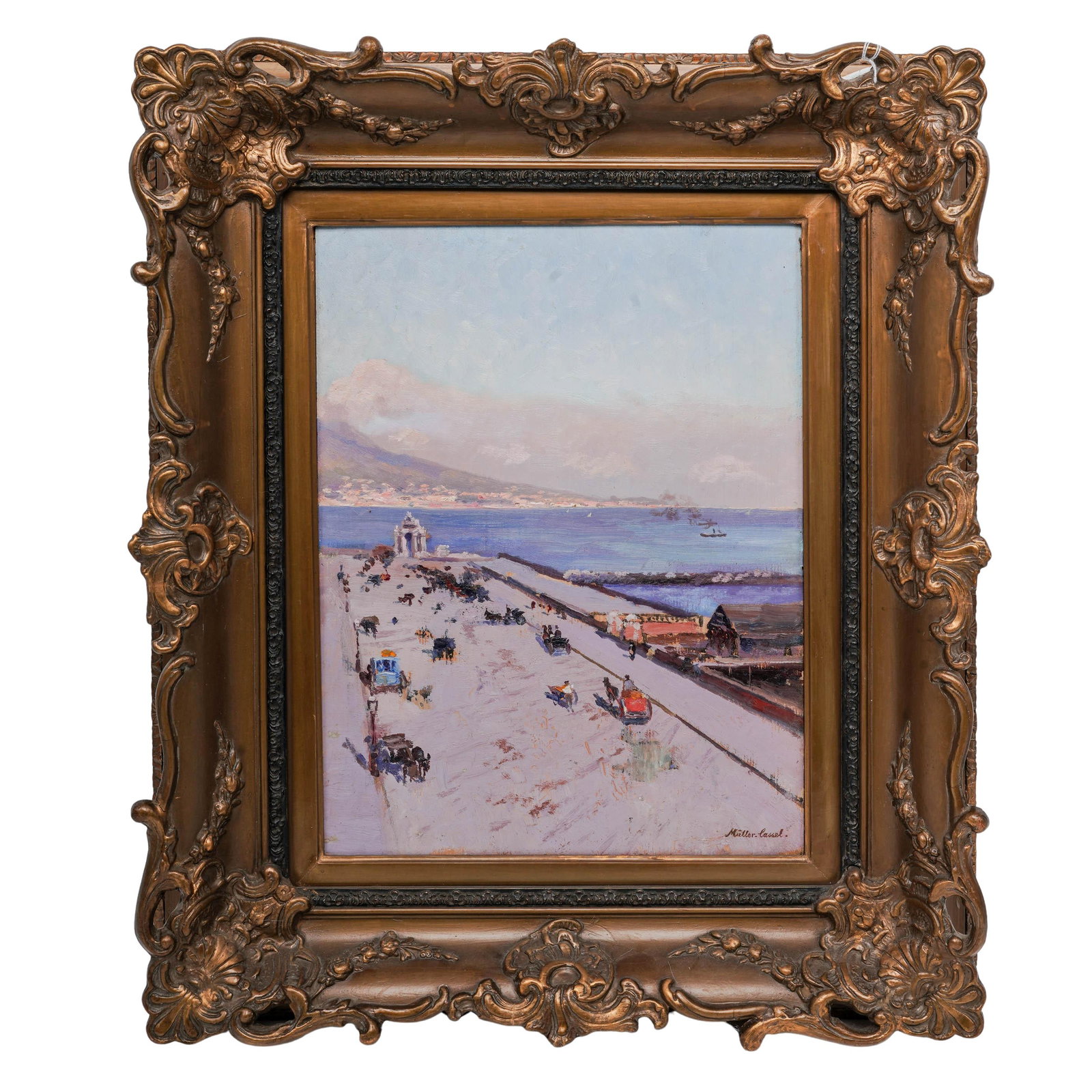 Adolf Leonhard Muller-Cassel (German, 1864–1943) Coastal Scene Oil on Board (1 of 3)