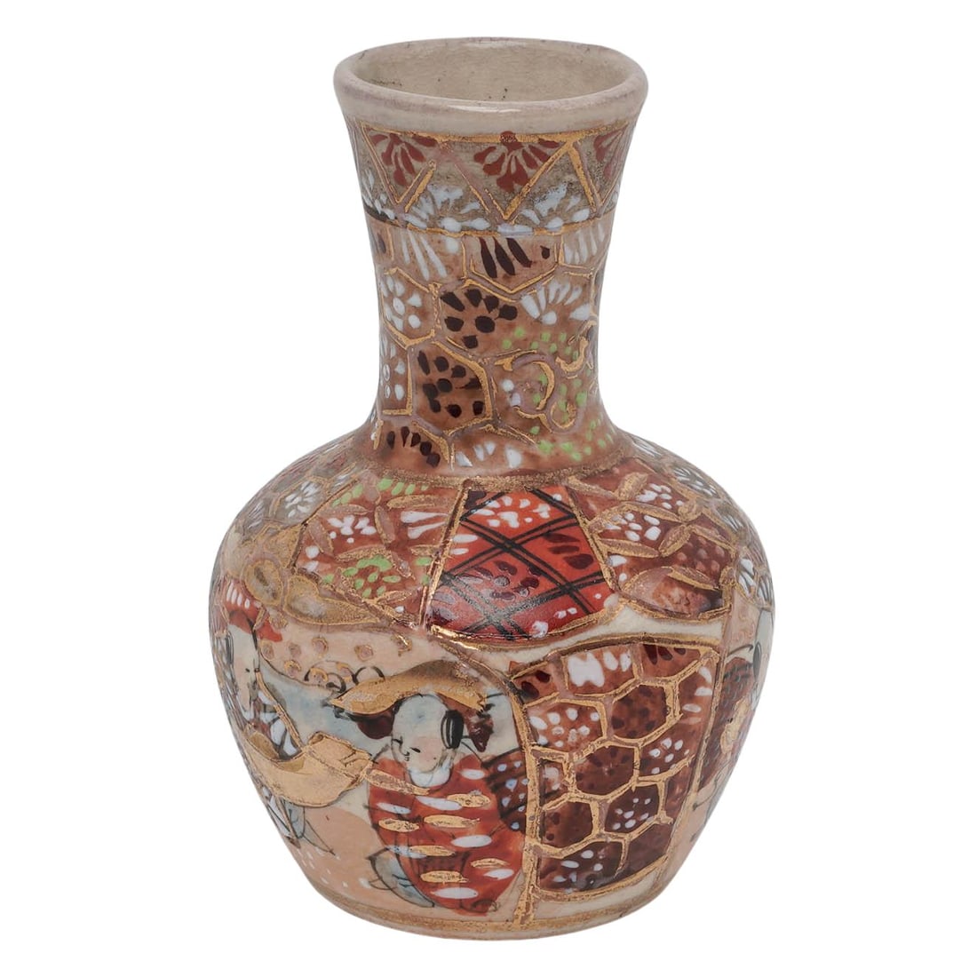 Shimazu Clan Japanese Satsuma Ware Bottle Vase: Shimazu Clan Japanese Satsuma Ware Bottle Vase late 19th-early 20th century, Japanese Artist/Designer/Manufacturer: Shimazu clan Marking(s); notes: Japanese; Meiji period (1868–1912); underside mark