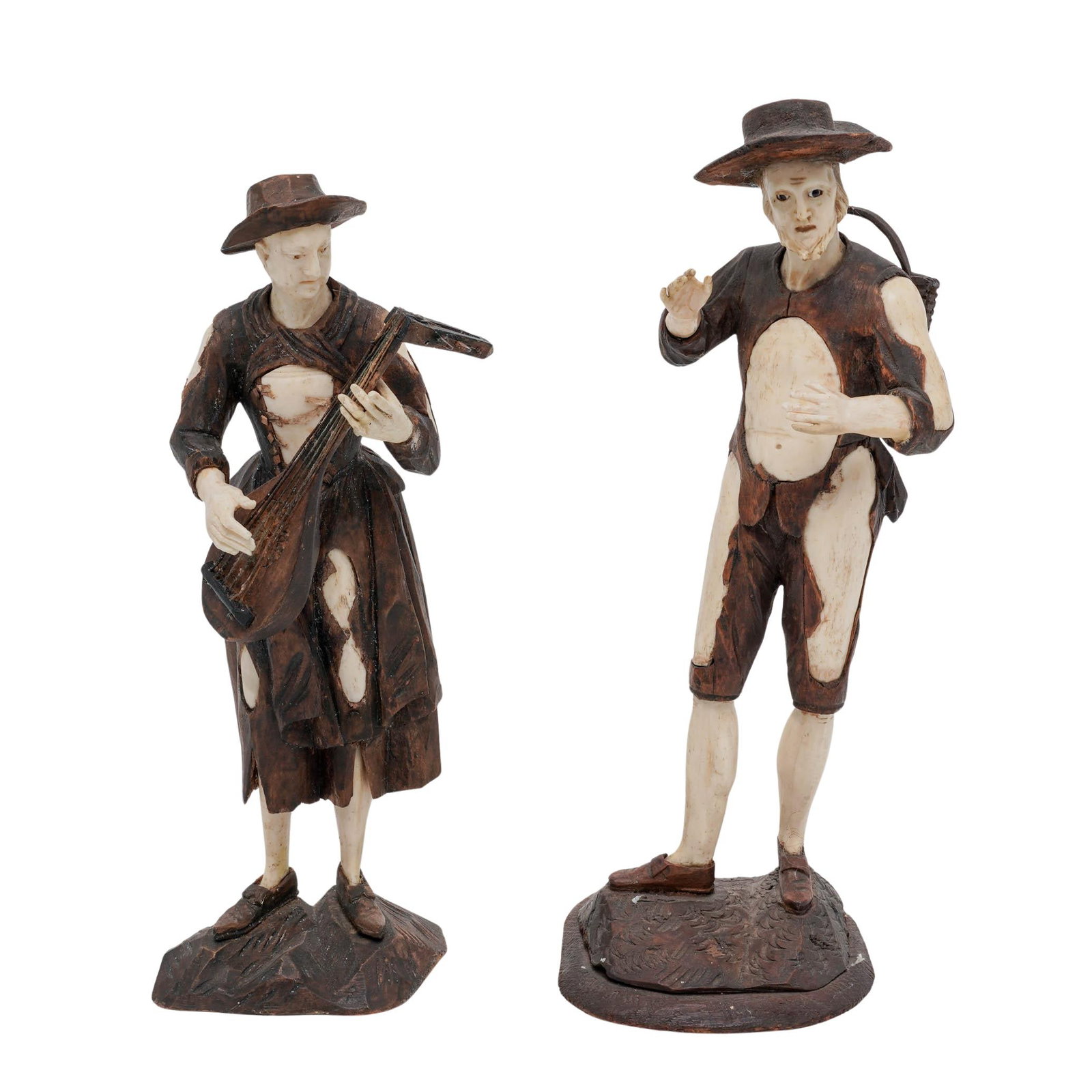 Pair School Of Simon Troger Carved Bone and Wood Beggars: Pair School Of Simon Troger Carved Bone and Wood Beggars 18th Cent., German Artist/Designer/Manufacturer: School of Simon Troger (German, 1683–1768) Marking(s); notes: Sticker to underside of one fi