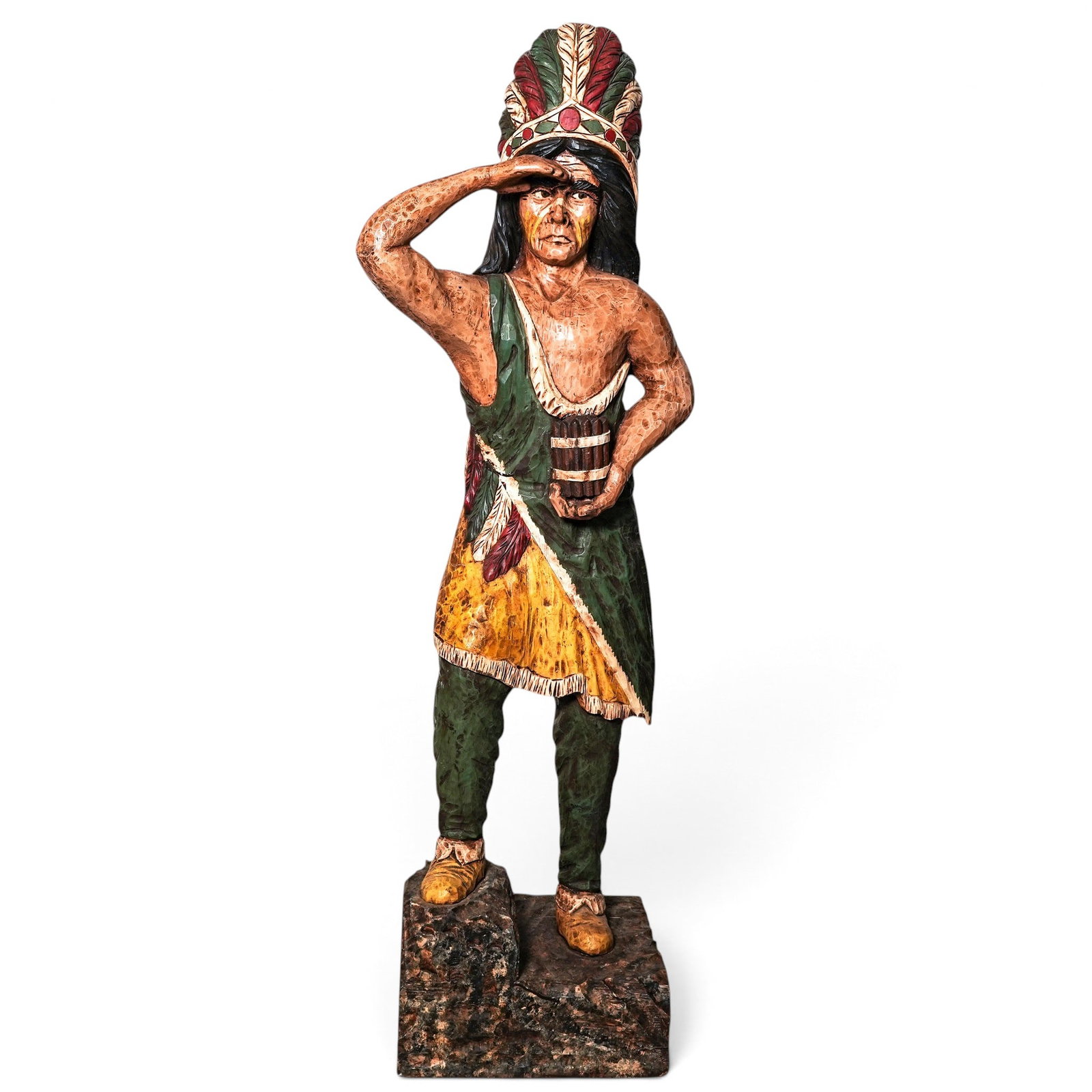 Vintage Hand Carved Polychrome Wood Cigar Store Native American (1 of 7)