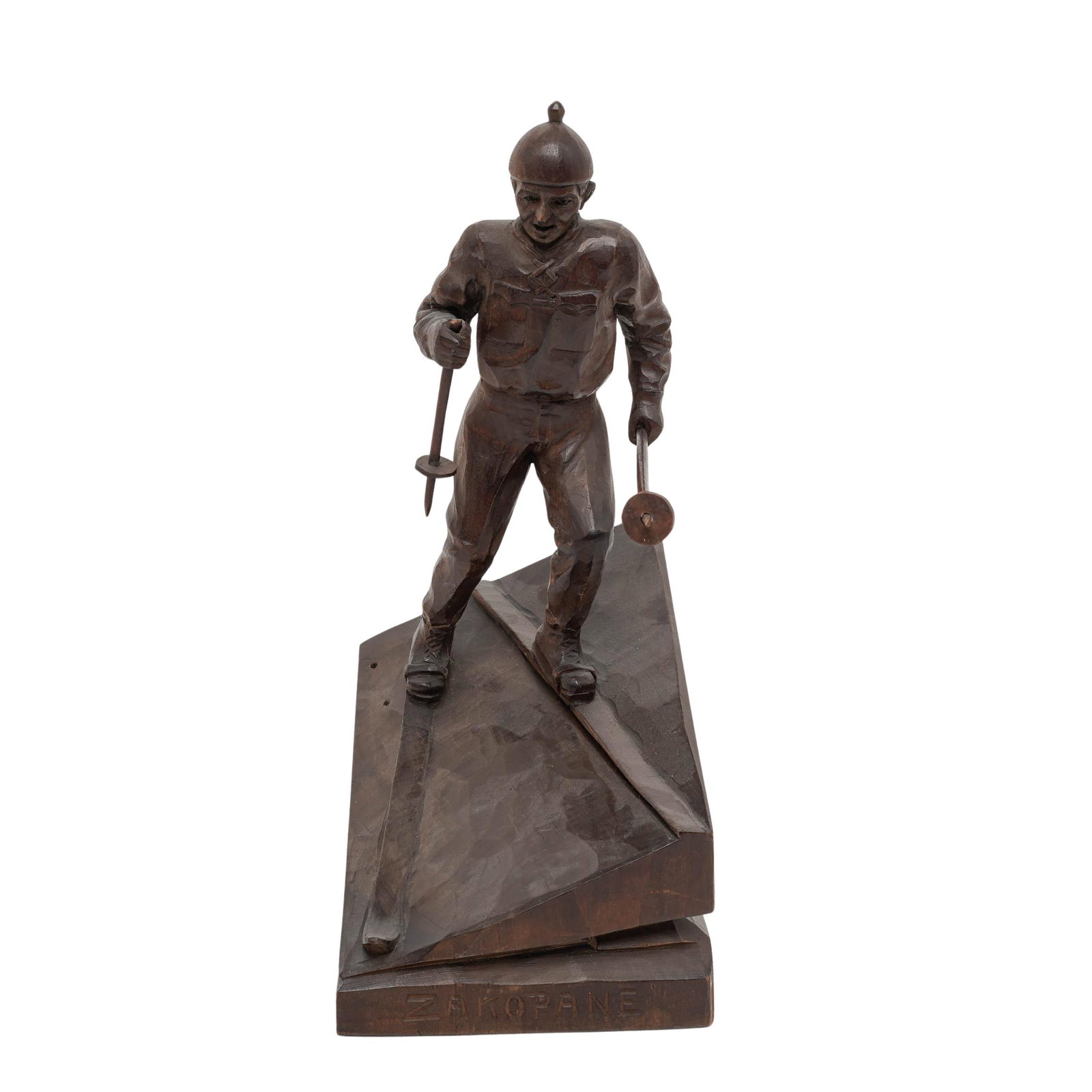 Franciszek Lyko Zakopane School Carved Wooden Male Skier Sculpture (1 of 7)