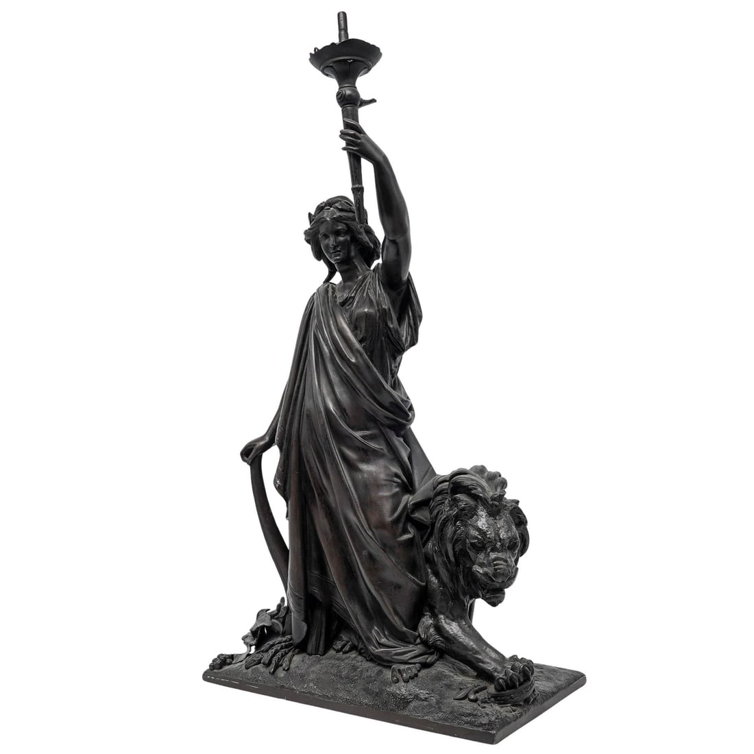 Antique French Bronze Neoclassical Mixed Metal Sculpture (1 of 8)