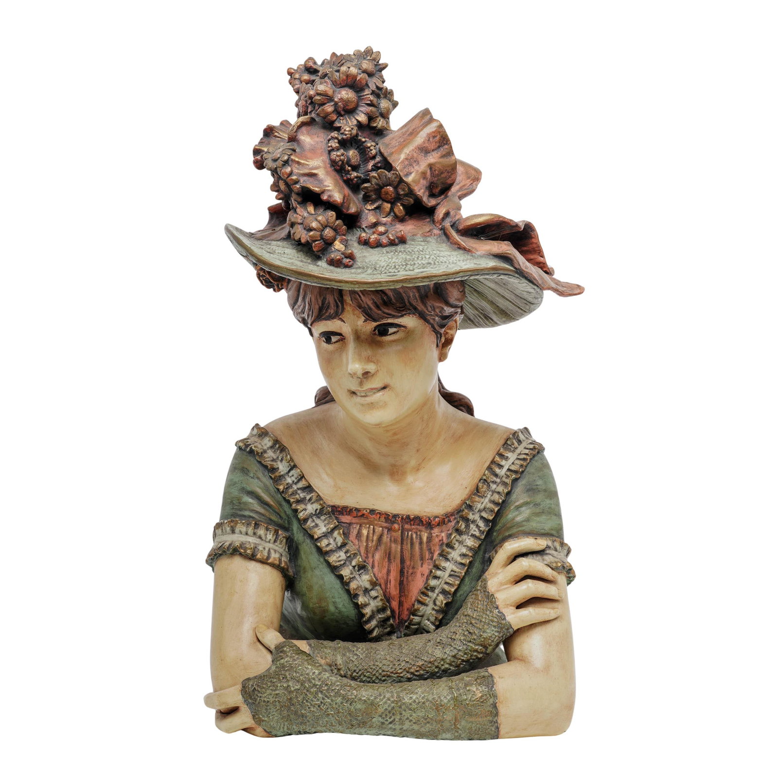 L. Hollot (French, 1836-1897) Terracotta Female Bust Sculpture: L. Hollot (French, 1836-1897) Terracotta Female Bust Sculpture 19th Century, France Artist/Designer/Manufacturer: L. Hollot (French, 1836–1897) Marking(s); notes: Signed “L. Hollot” at base 