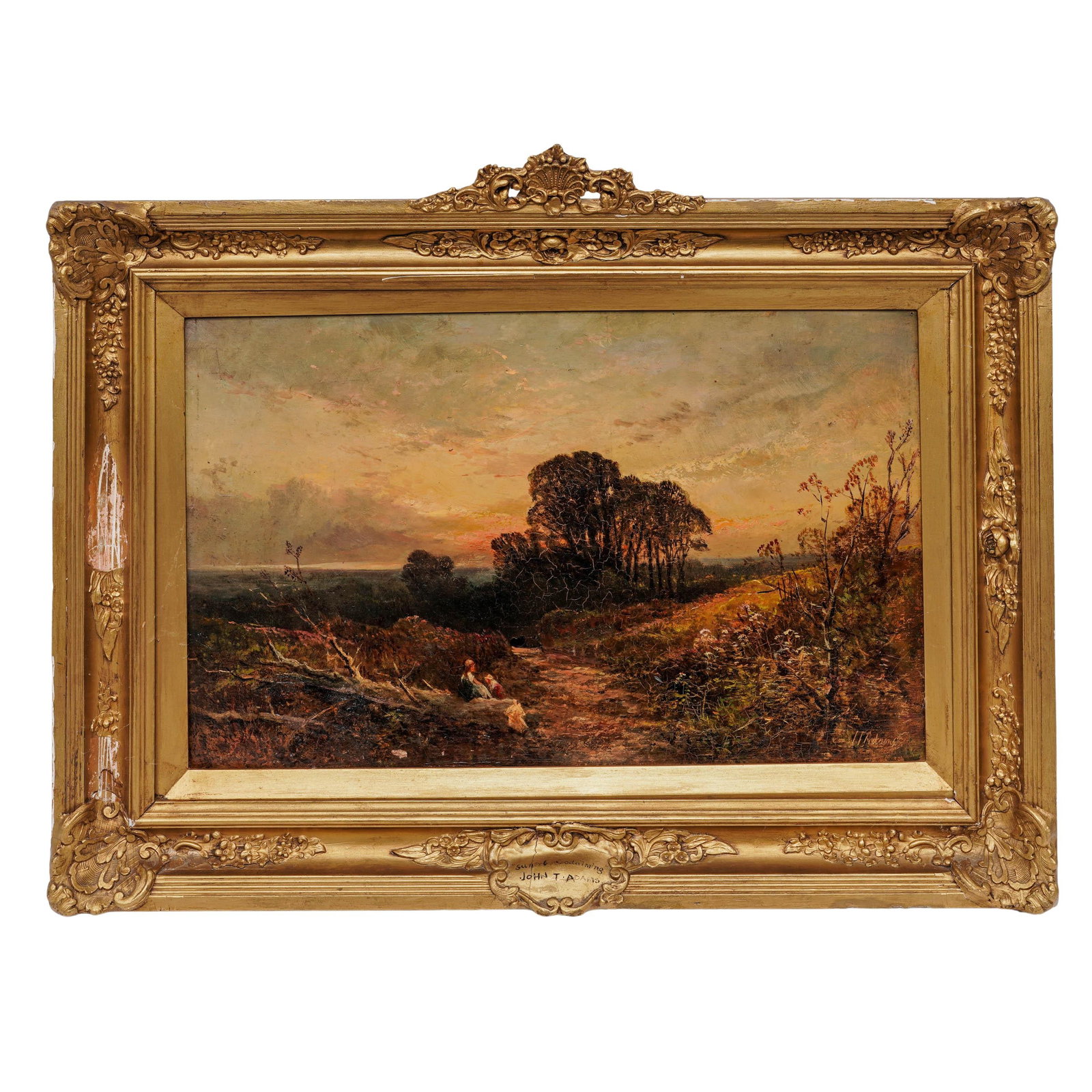 John Talbot Adams (British, 1827-1909) "Sunset Godalming" Oil on Board (1 of 8)