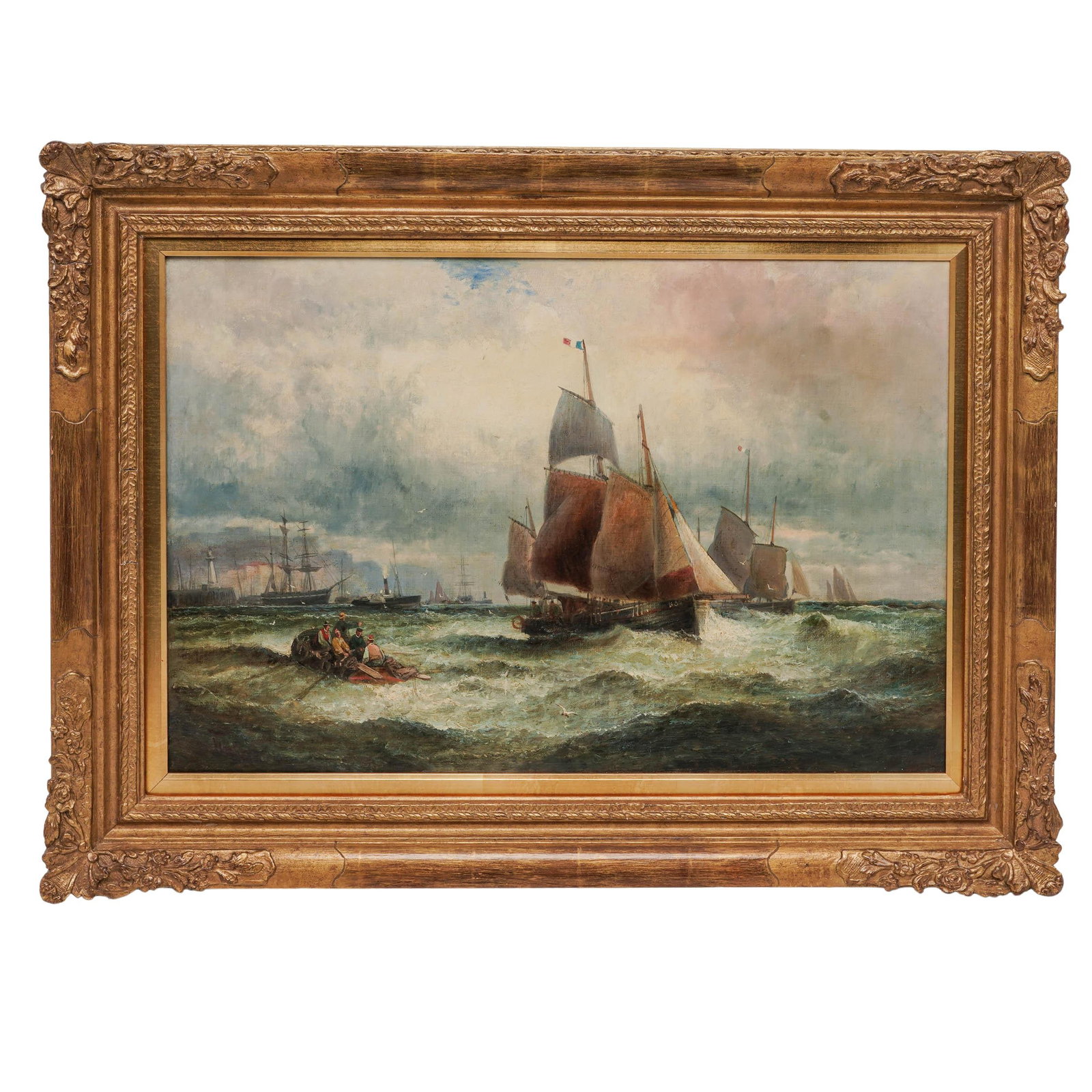 Attrib: William Anslow Thornley (British, 1847-1807) Maritime Sailboat Oil Painting: Attrib: William Anslow Thornley (British, 1847-1807) Maritime Sailboat Oil Painting 19th-century, British Artist/Designer/Manufacturer: William Anslow Thornley (British, 1847–1907), attributed Marki
