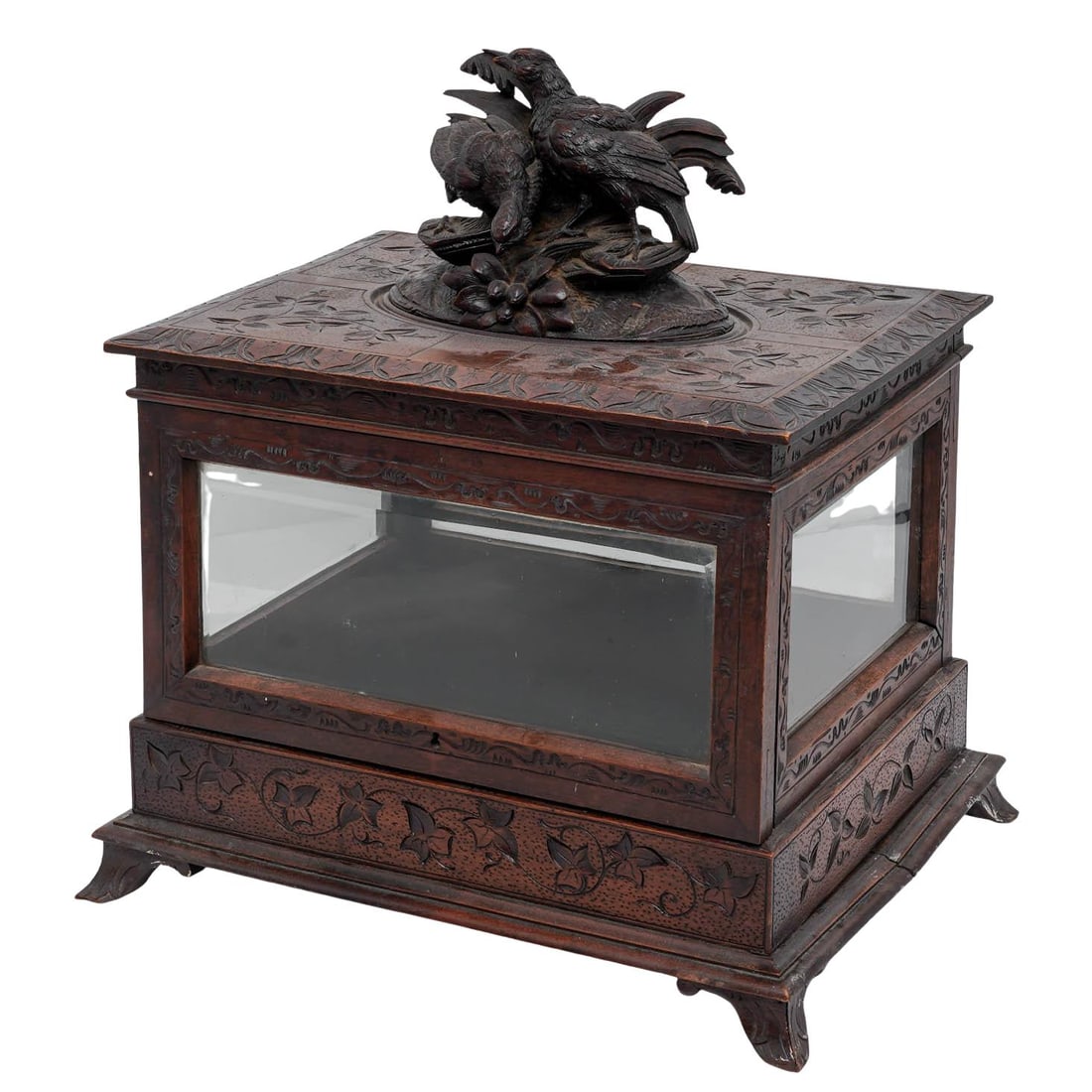Antique Black Forest Carved Wood Display Box (1 of 11)
