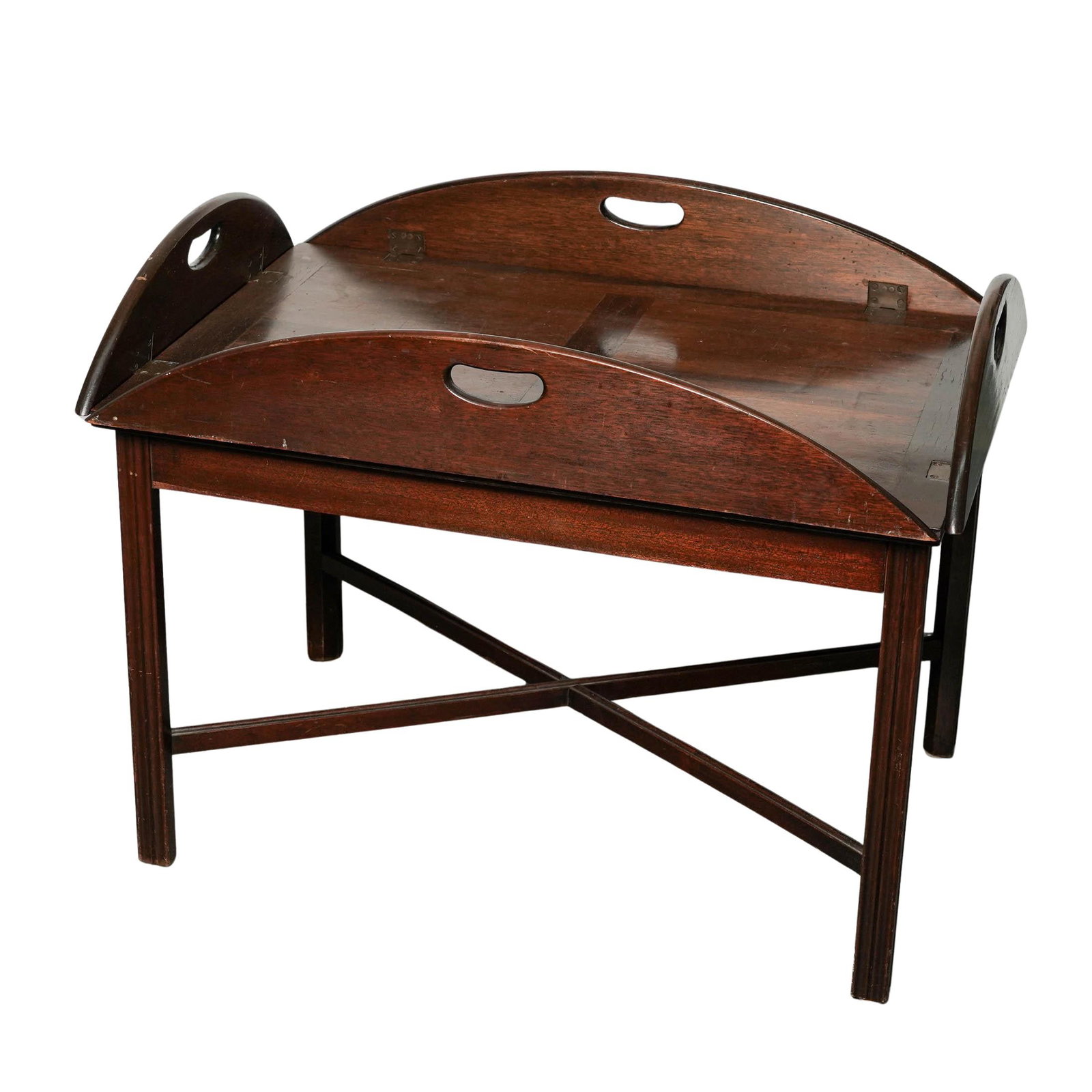 Vintage Wooden Butler's Tray Table: Vintage Wooden Butler's Tray Table Early - Mid 20th Cent, Likely England Artist/Designer/Manufacturer: Unknown Marking(s); notes: Mid-20th century Materials: wood Cataloger Note: Mid-20th-century