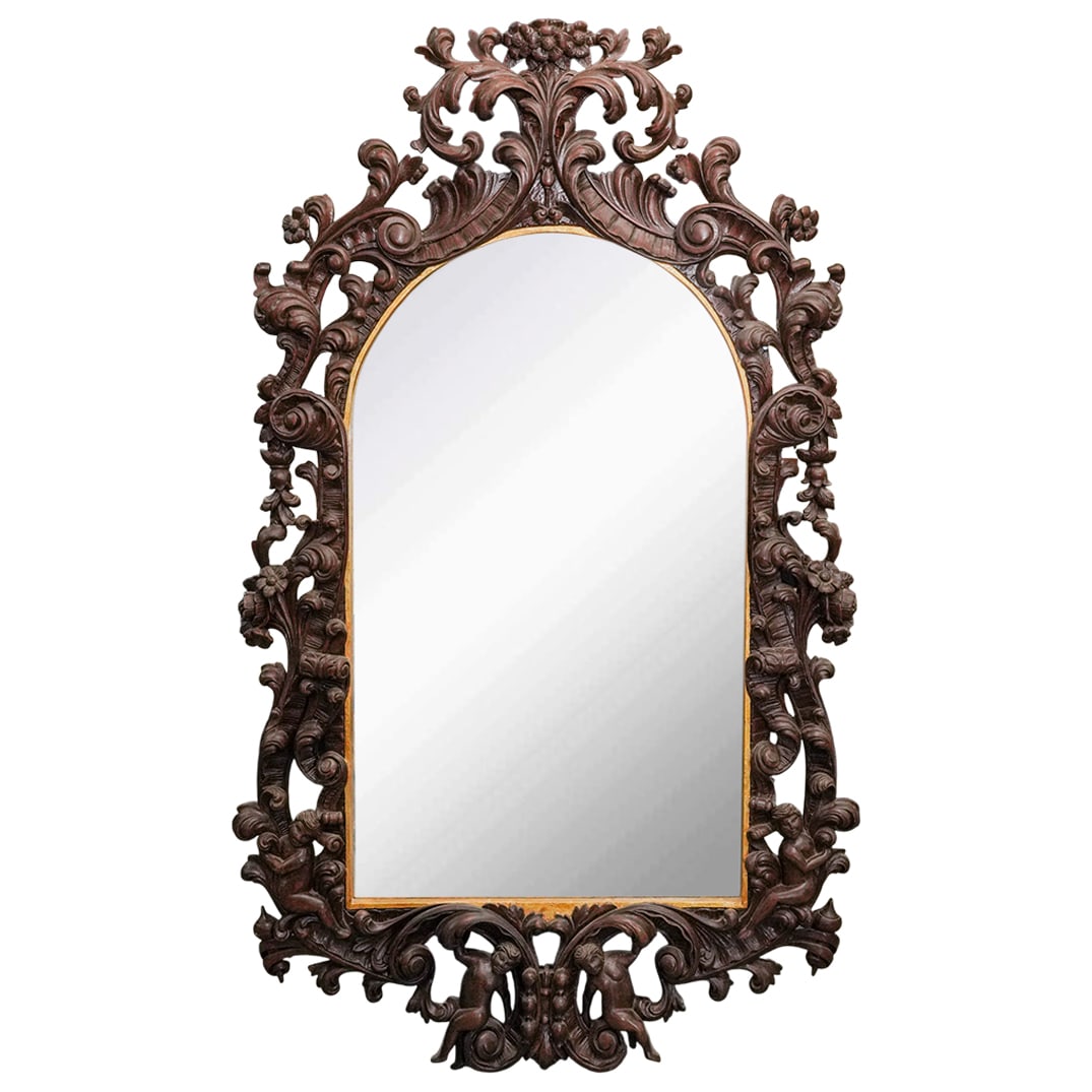 Antique Rococo Style Carved Wood Mirror (1 of 6)