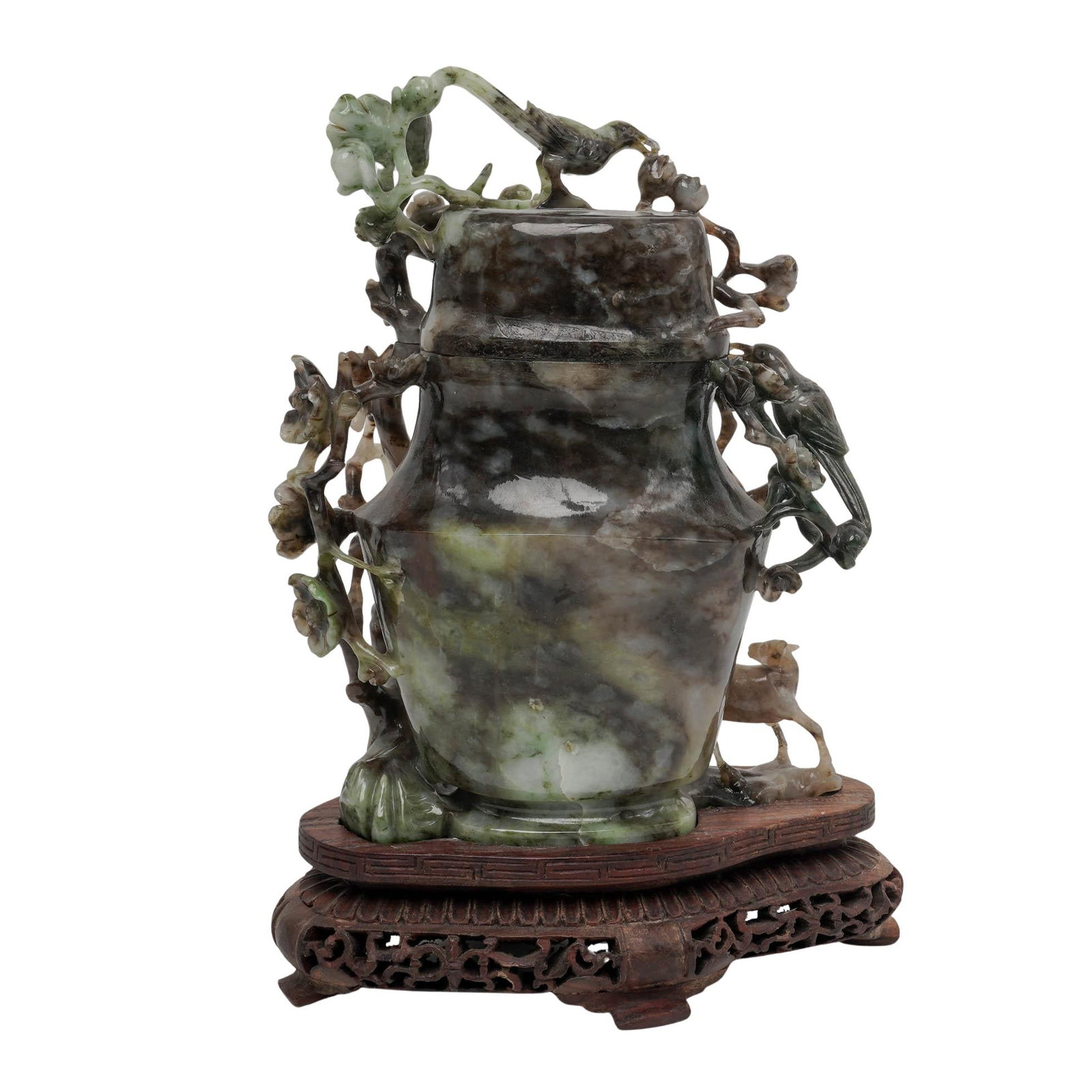 Antique Chinese Qing Jade Lidded Urn (1 of 6)