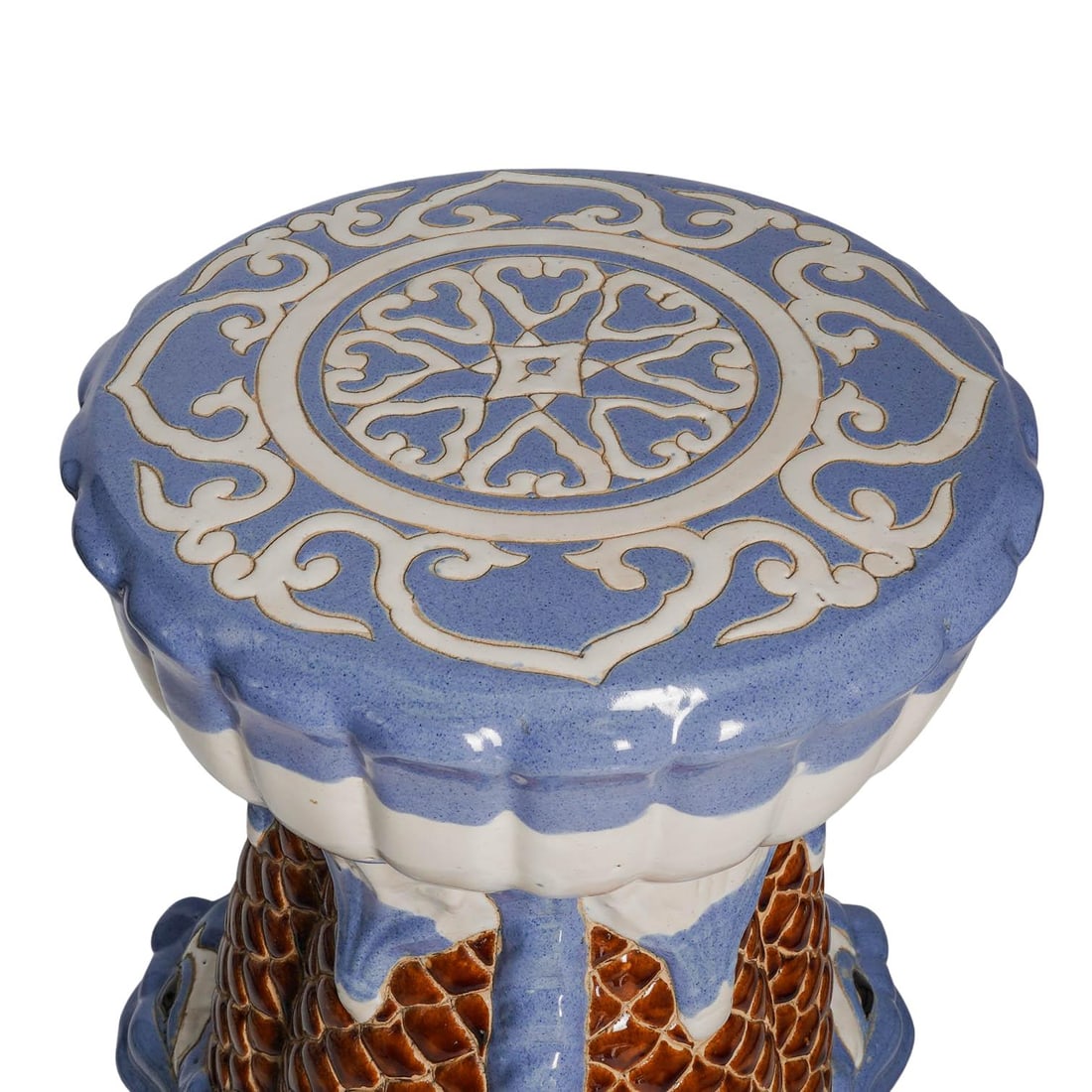 Pair Asian Ceramic Dragon Head Stools - 4