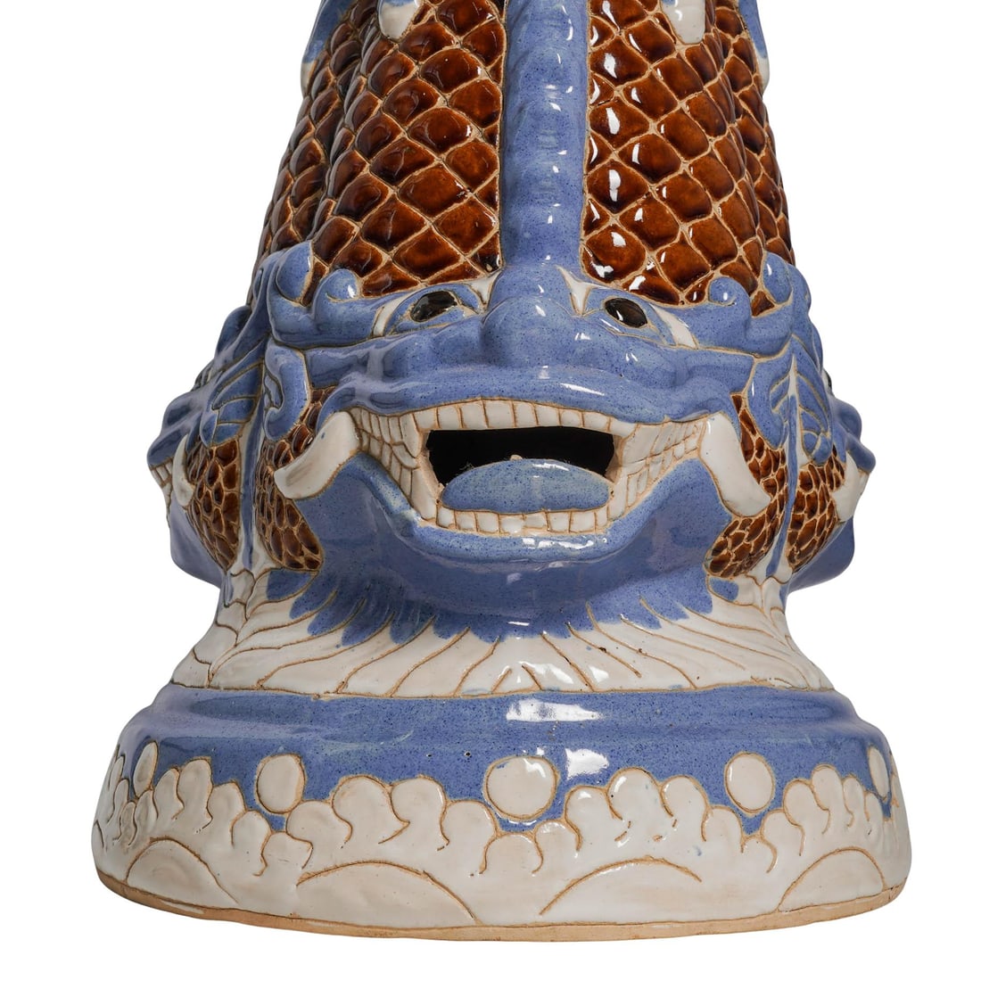Pair Asian Ceramic Dragon Head Stools - 5