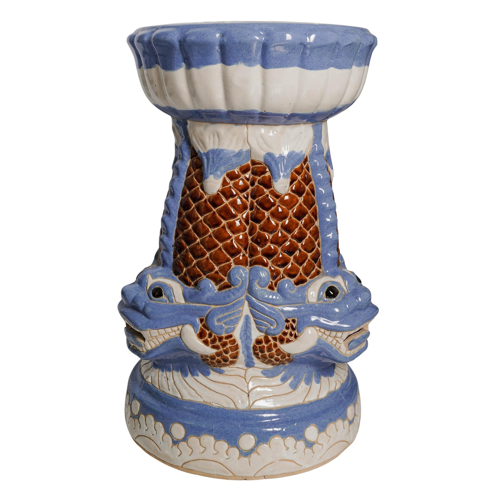 Pair Asian Ceramic Dragon Head Stools - 6