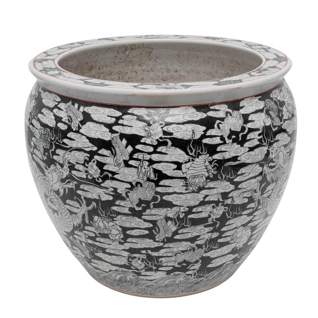 Chinese Porcelain Dragon Fish Bowl (1 of 10)